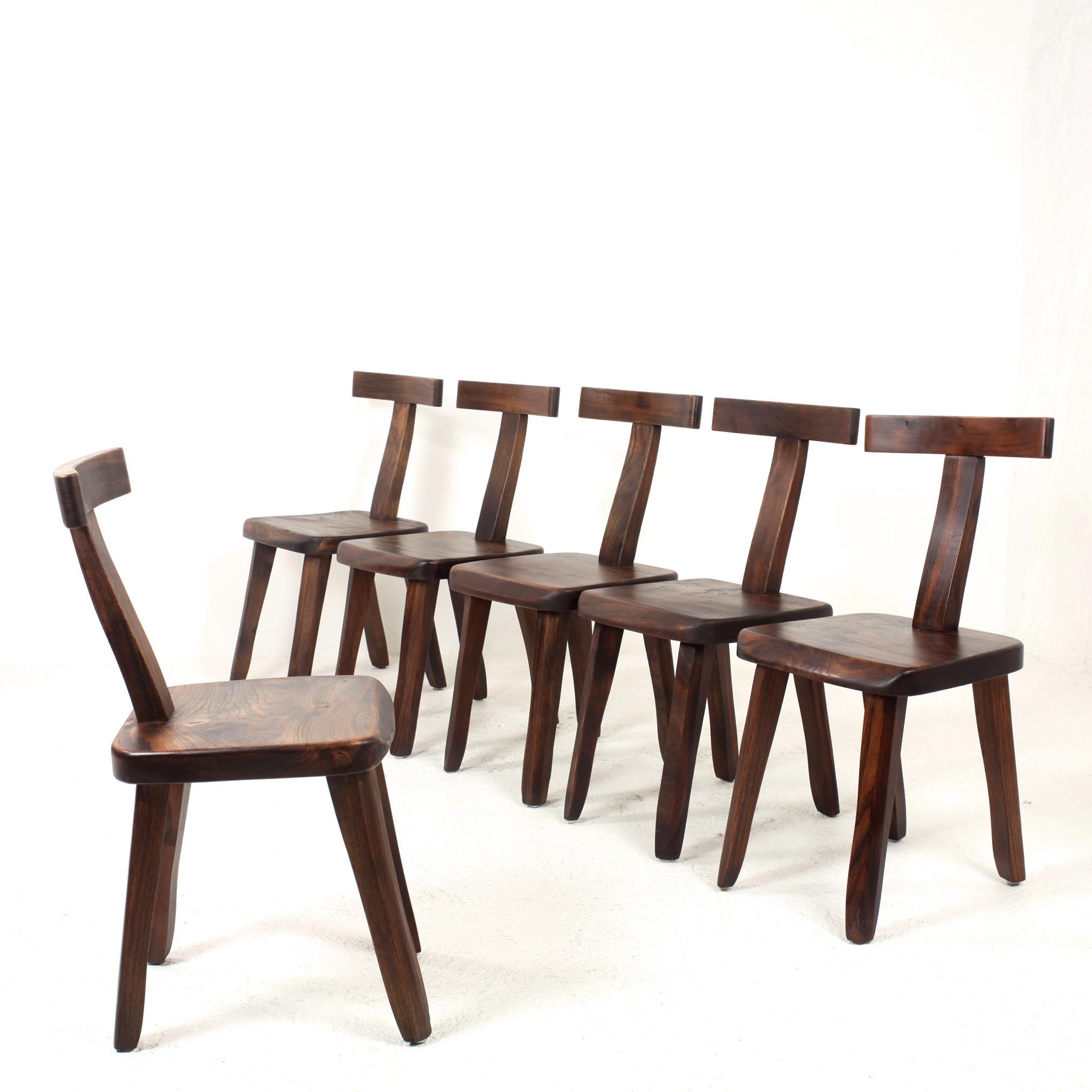 Finnish Sculptural Dining T-Chairs by Olavi Hanninen Set of 6