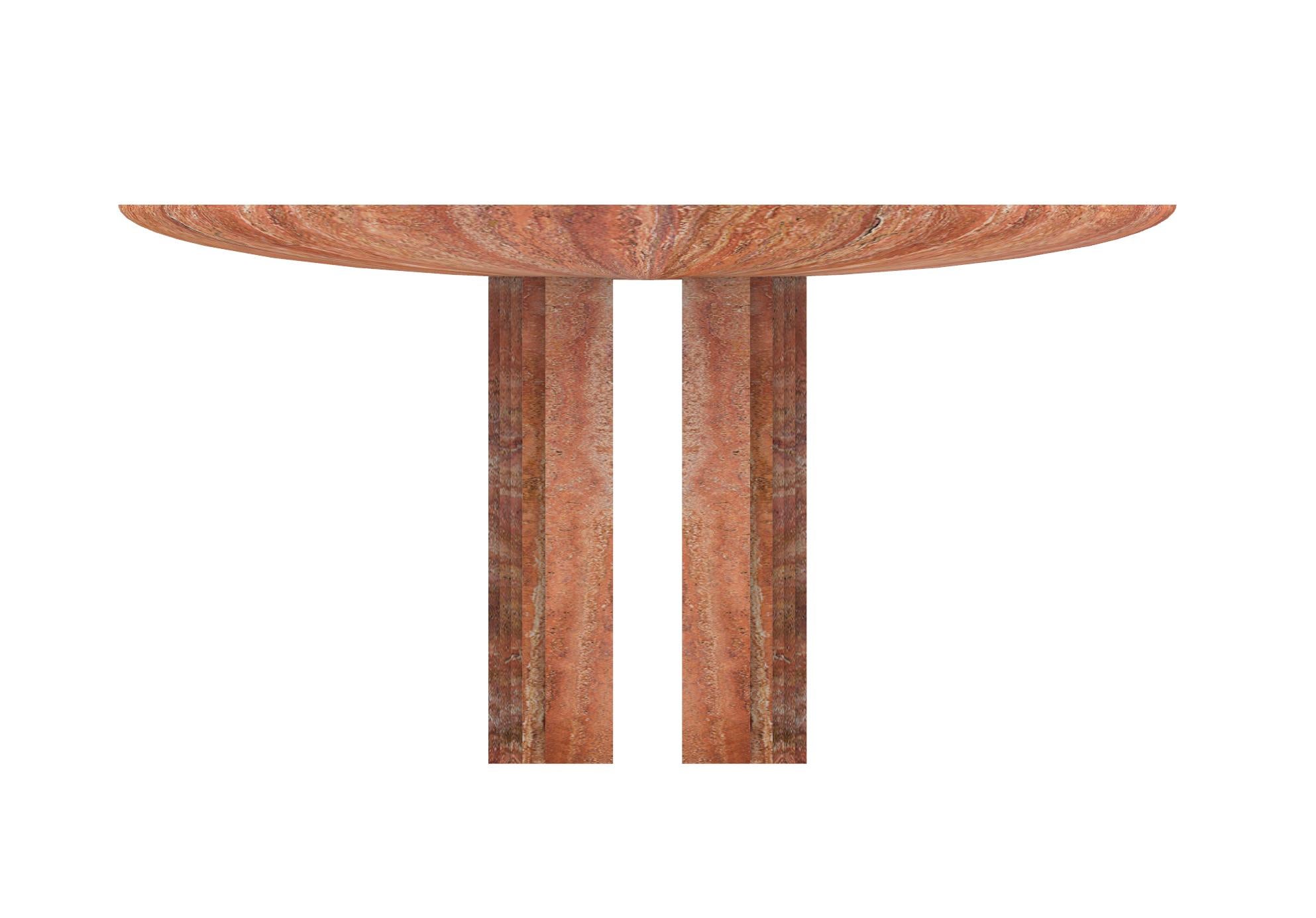 Bulgarian Dining table 0024c in Travertine Red by artist Desia Ava For Sale