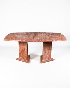 Sculptural dining table in Rojo Alicante marble, custom-made in the 1980s