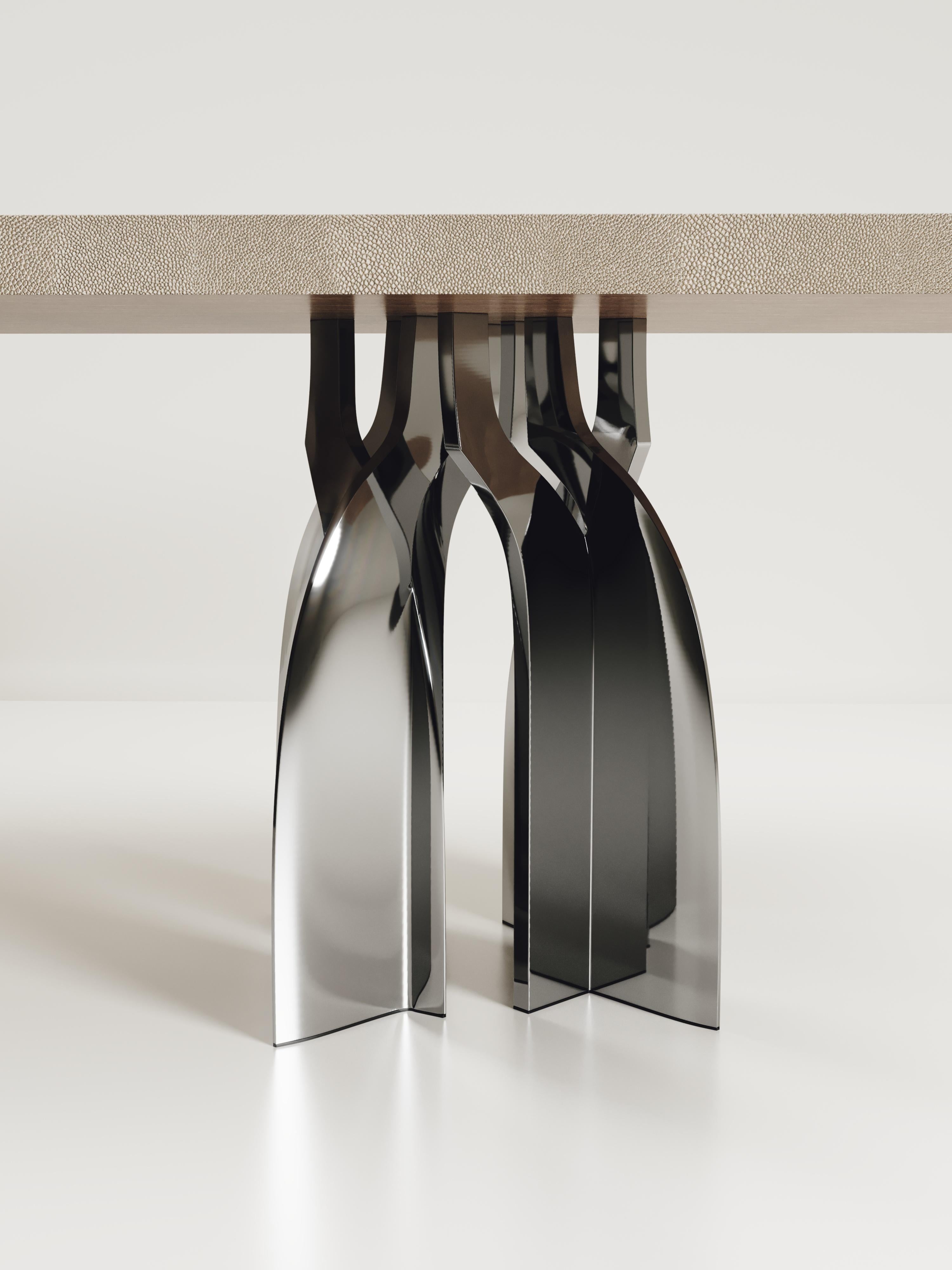 Sculptural Dining Table in Shagreen & Stainless Steel by Kifu Paris For Sale 12