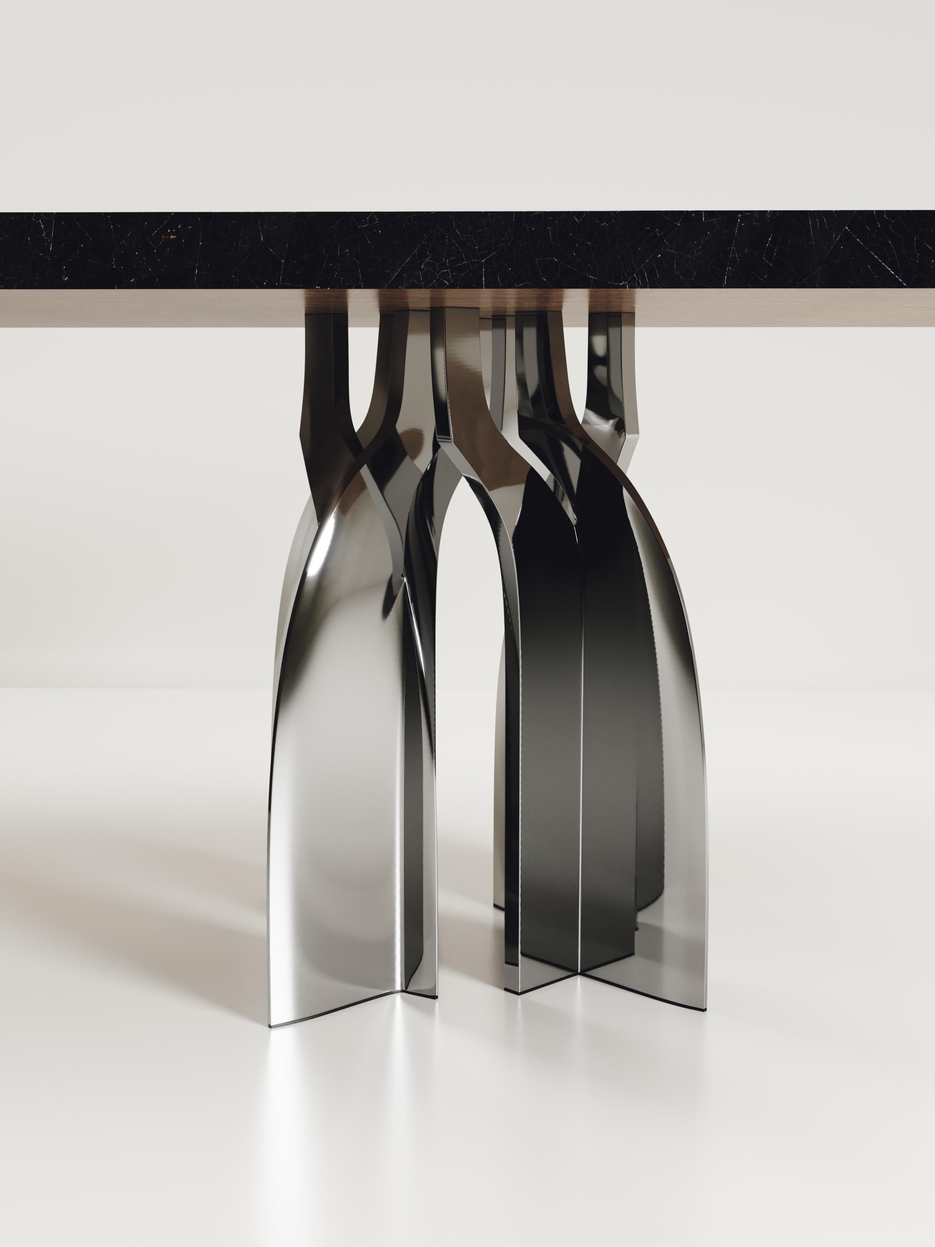 Contemporary Sculptural Dining Table in Shagreen & Stainless Steel by Kifu Paris For Sale