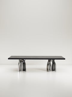 Sculptural Dining Table in Shell & Stainless Steel by Kifu Paris