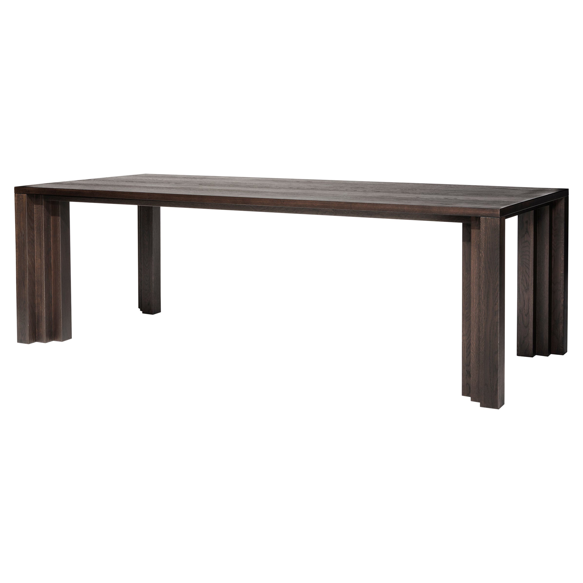 Sculptural Dining Table in Solid Dark Brown Oak - Cadence by Mokko