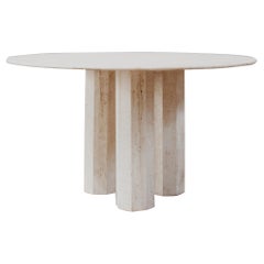 Sculptural Dining Table in Travertine, Italy, 1975