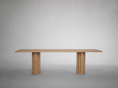 Sculptural Dining Table, Monumental, Solid Warm Brown Oak, Brut Slim by Mokko