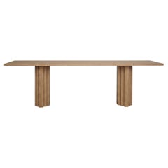 Sculptural Dining Table, Monumental, Solid Warm Brown Oak, Brut Slim by Mokko