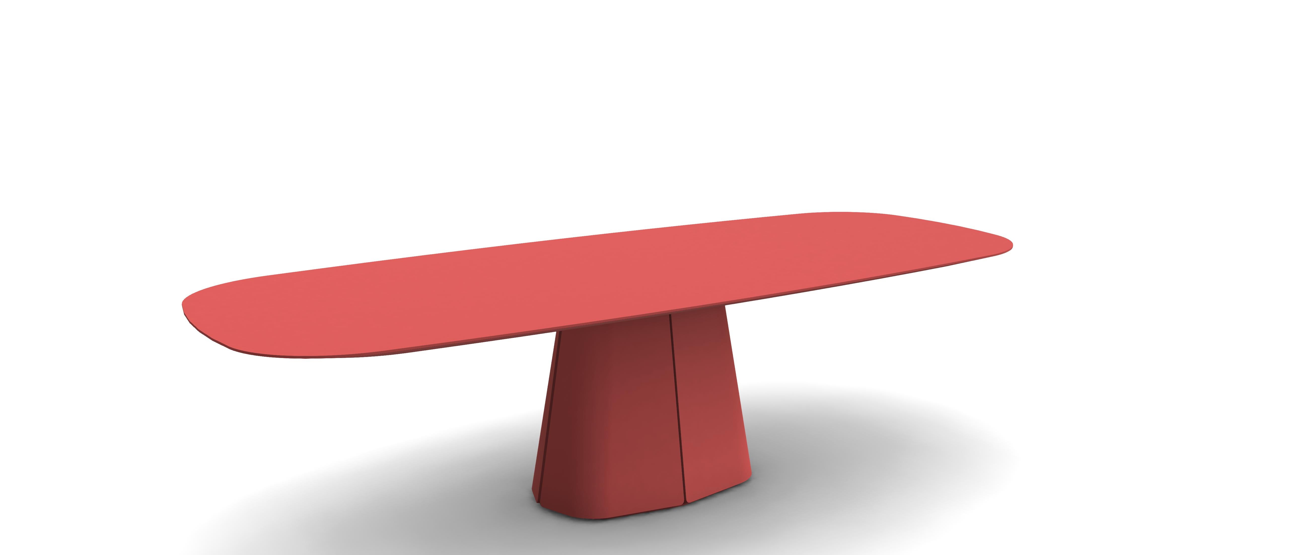 Moderno Tavolo da pranzo scultoreo con piano ovale in colori RAL personalizzati in vendita