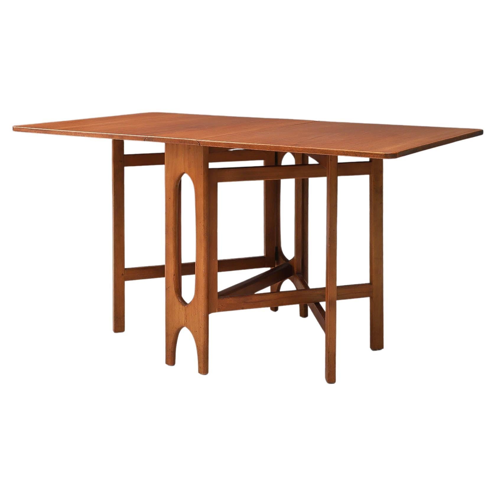 Sculptural Dining Table with Two Drop Leaves in Teak, Denmark, 1960's For Sale