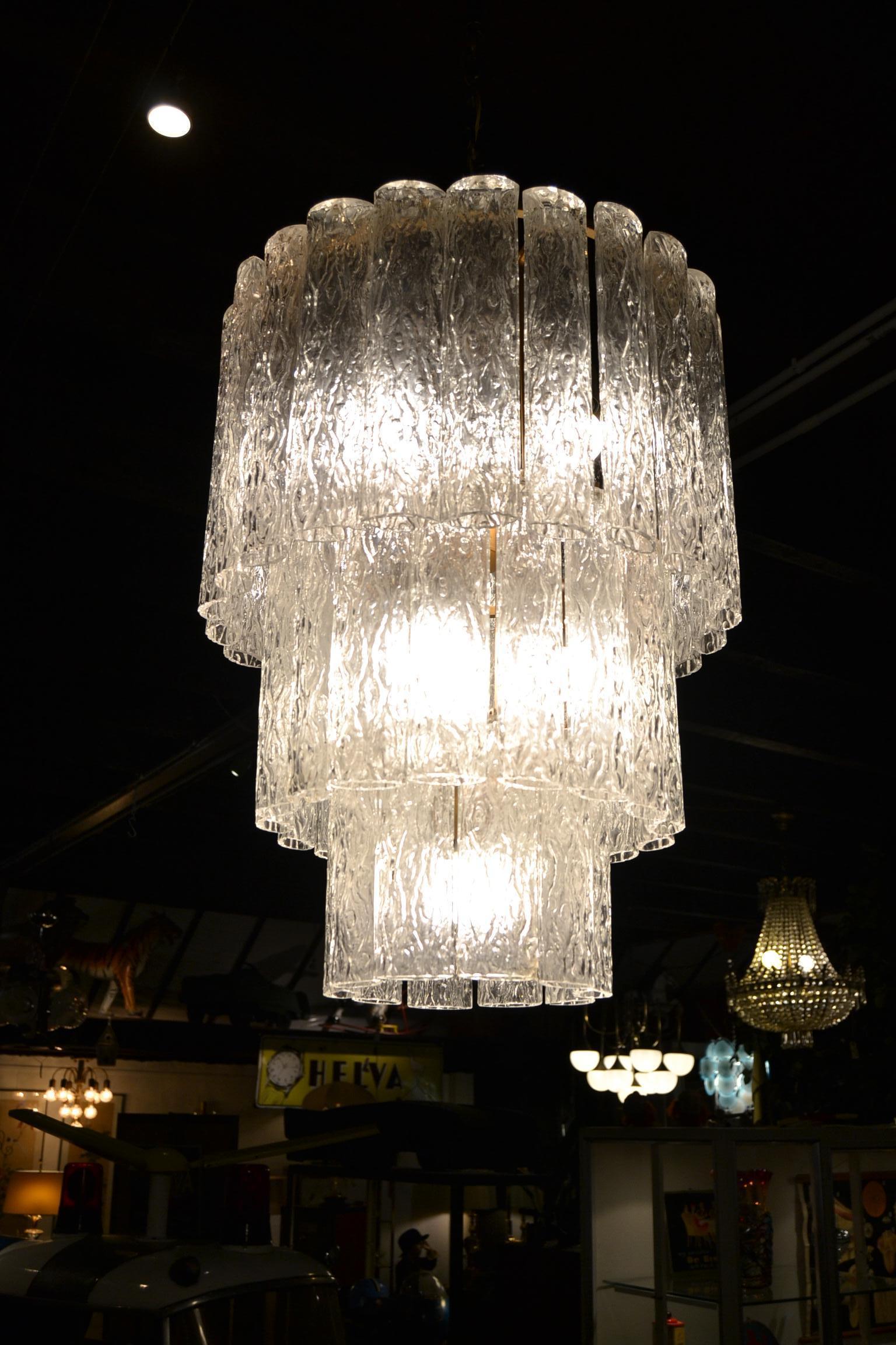 Lustre sculptural Doria avec 50 tubes en verre d'art, années 1960, Allemagne 12