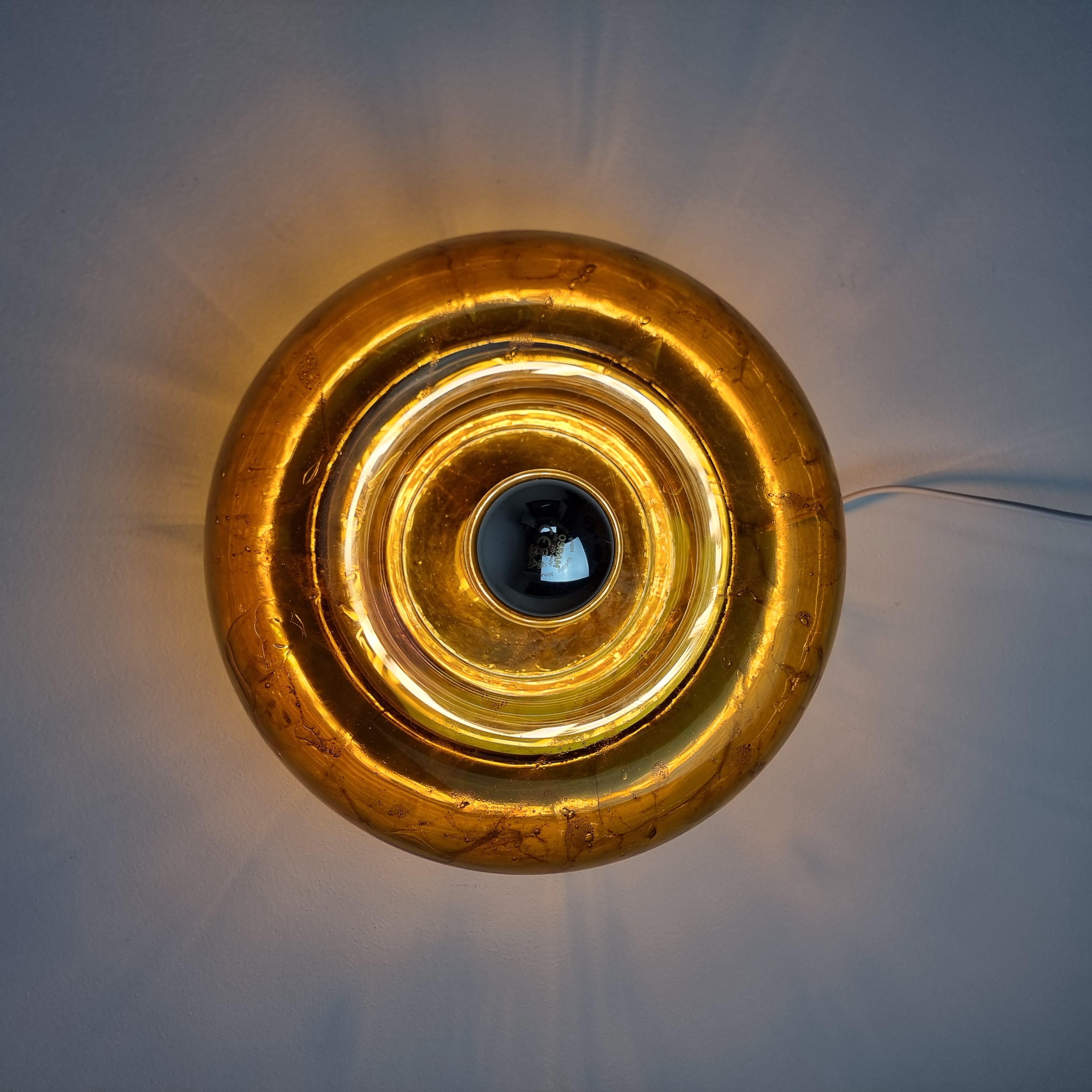 Sculptural Doria Donut Wall Sconces Flush Mounts Lamps Murano Glass Set of 2 2