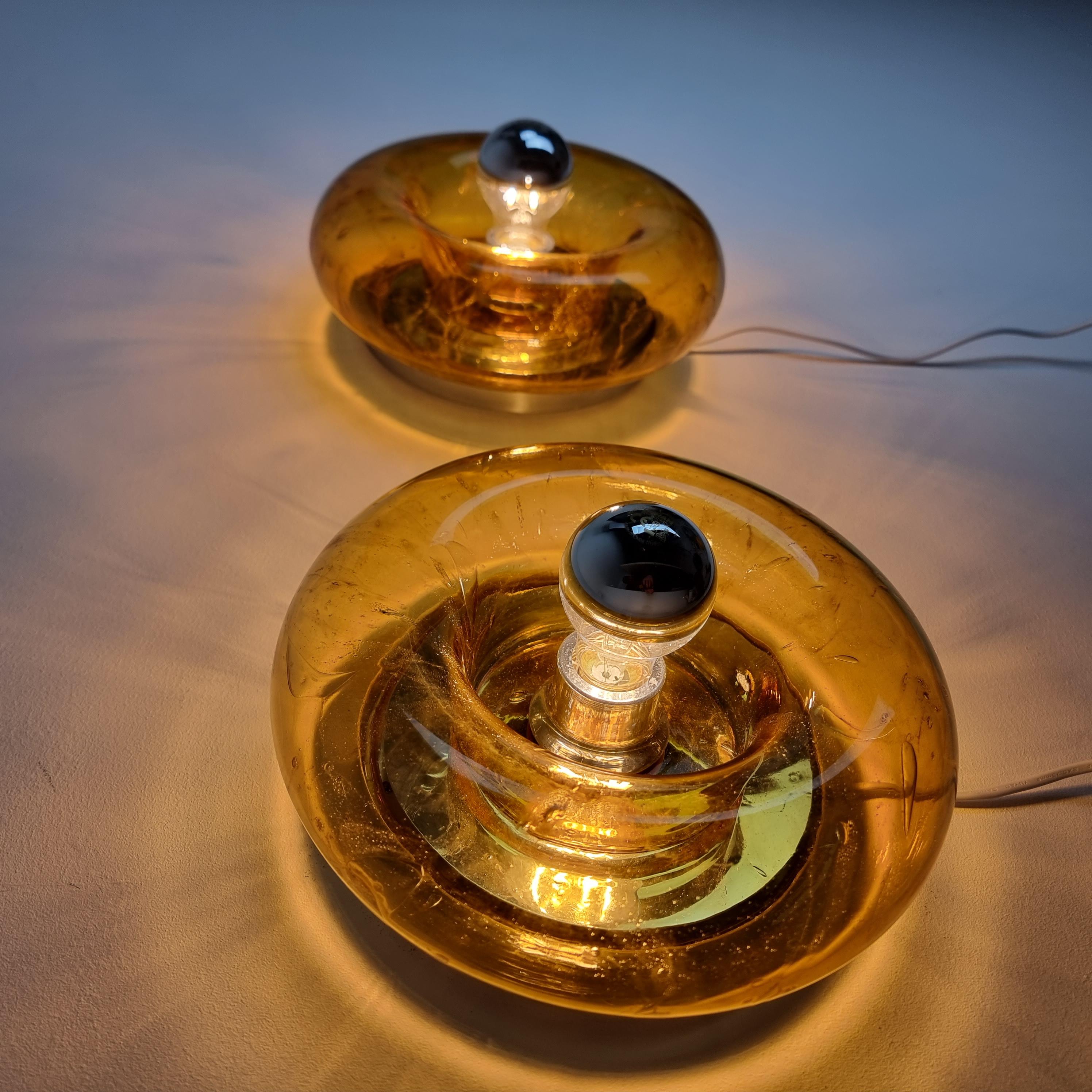 Sculptural Doria Donut Wall Sconces Flush Mounts Lamps Murano Glass Set of 2 In Good Condition In Bad Säckingen, DE