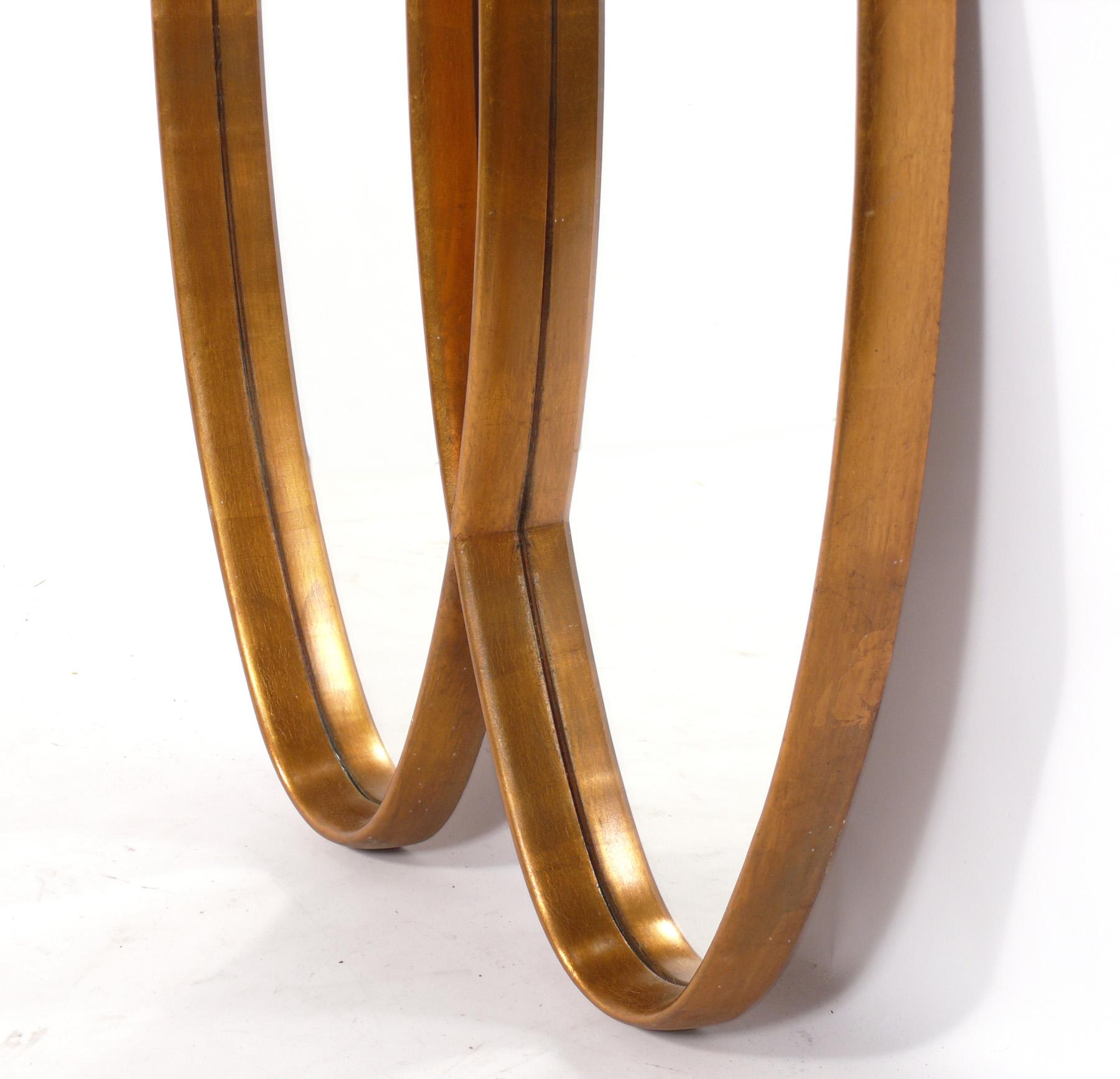 Mid-Century Modern Sculptural Double Oval Gilt Mirror  For Sale
