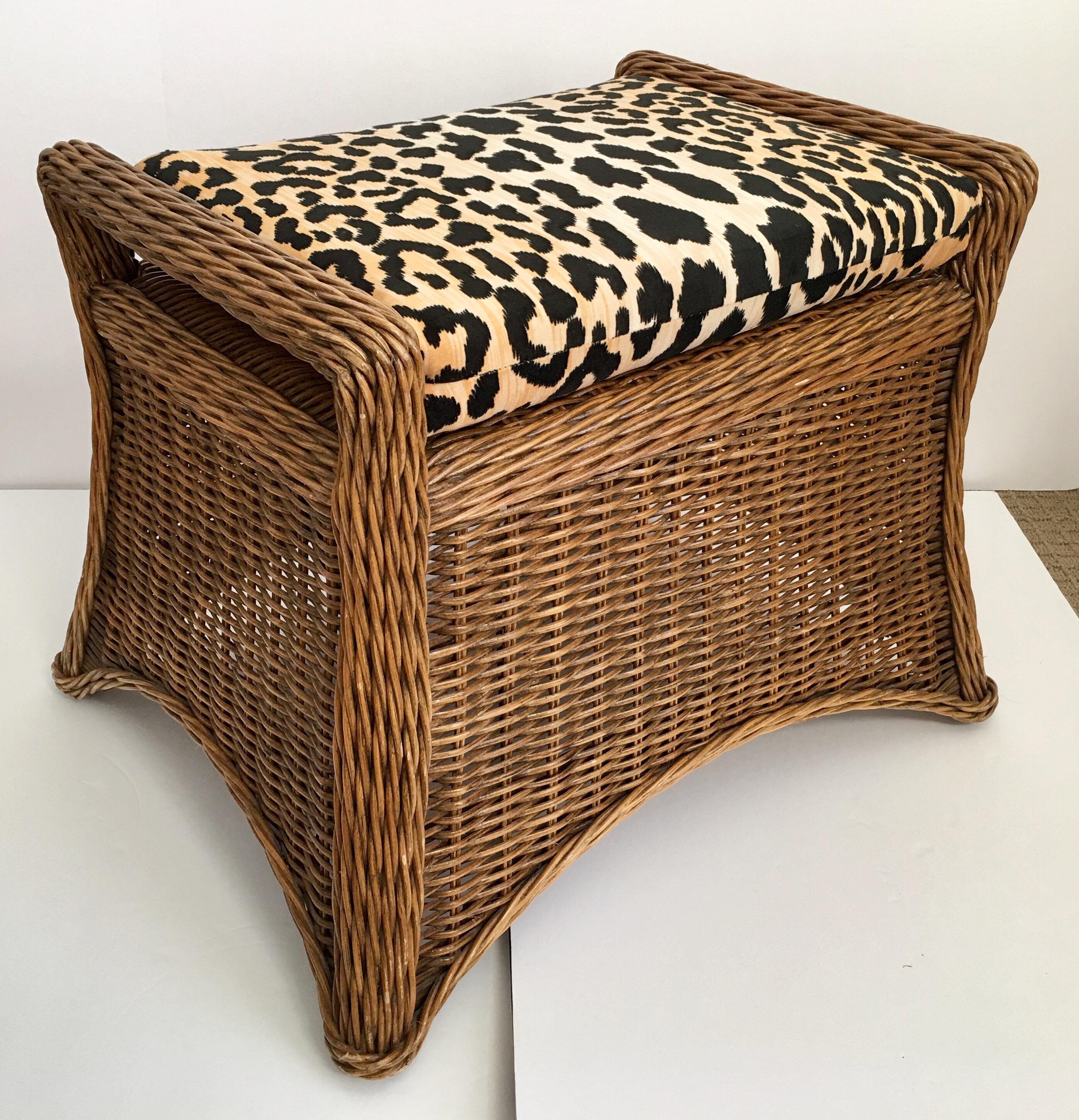 wicker bench with cushion