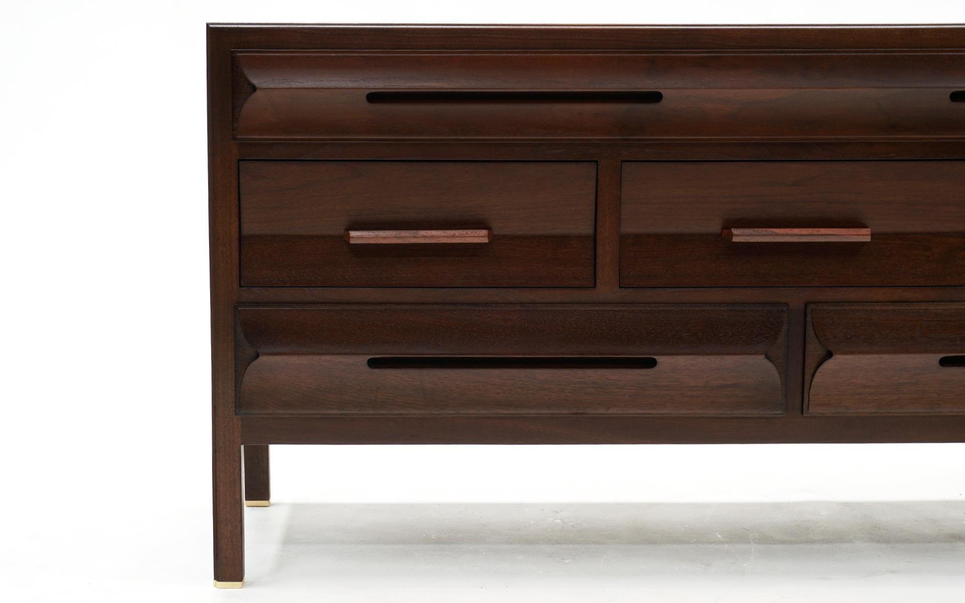 Sculptural Dresser in Walnut with Brass Accents by Edward Wormley for Dunbar 1