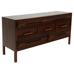 Sculptural Dresser in Walnut with Brass Accents by Edward Wormley for Dunbar