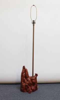 Sculptural Driftwood and Brass Floor Lamp