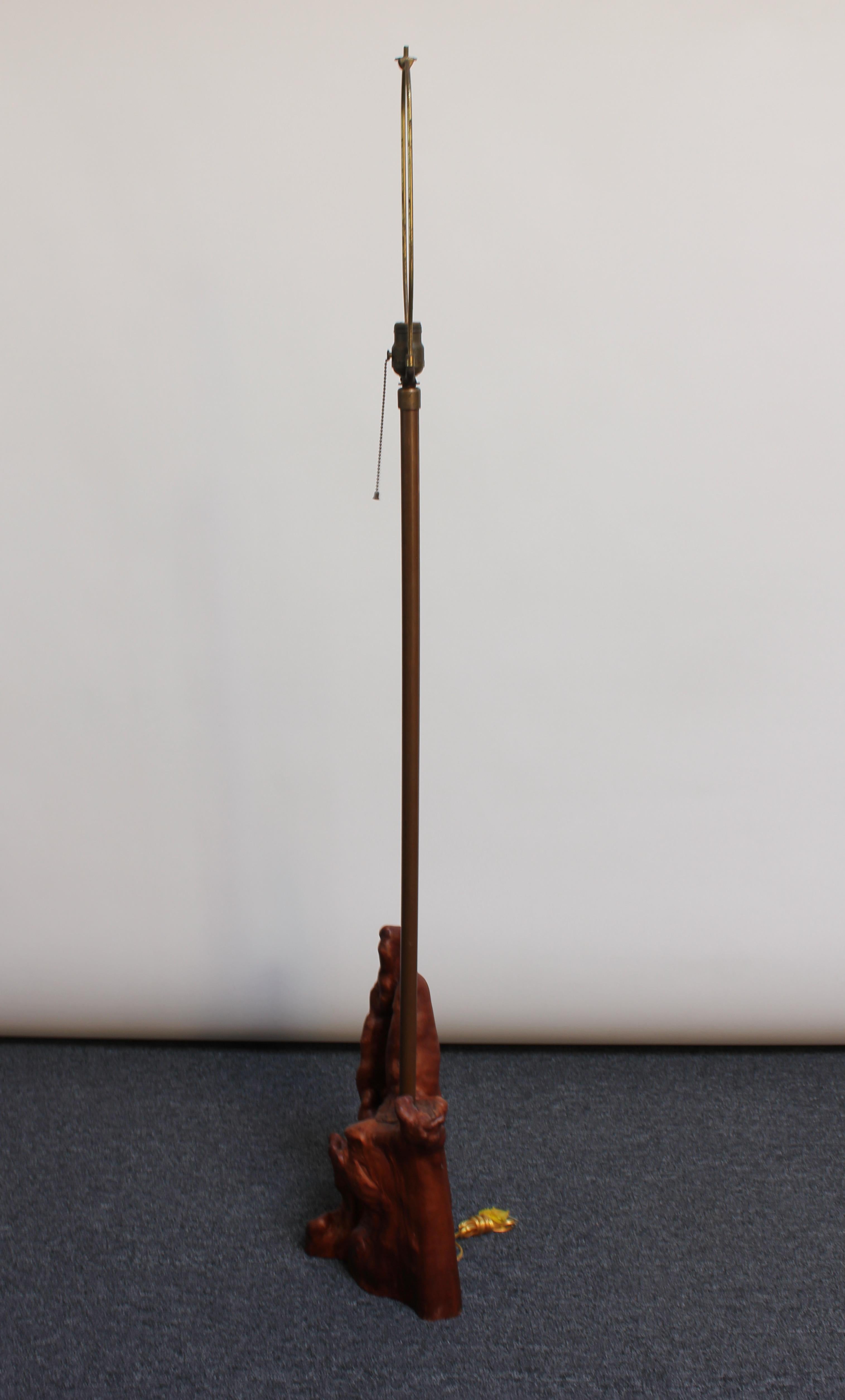 American Sculptural Driftwood and Brass Floor Lamp For Sale