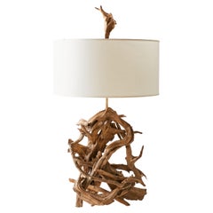 Lampe sculpturale en bois flotté