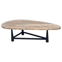 Sculptural Dunbar Travertine Coffee Table