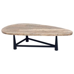 Sculptural Dunbar Travertine Coffee Table