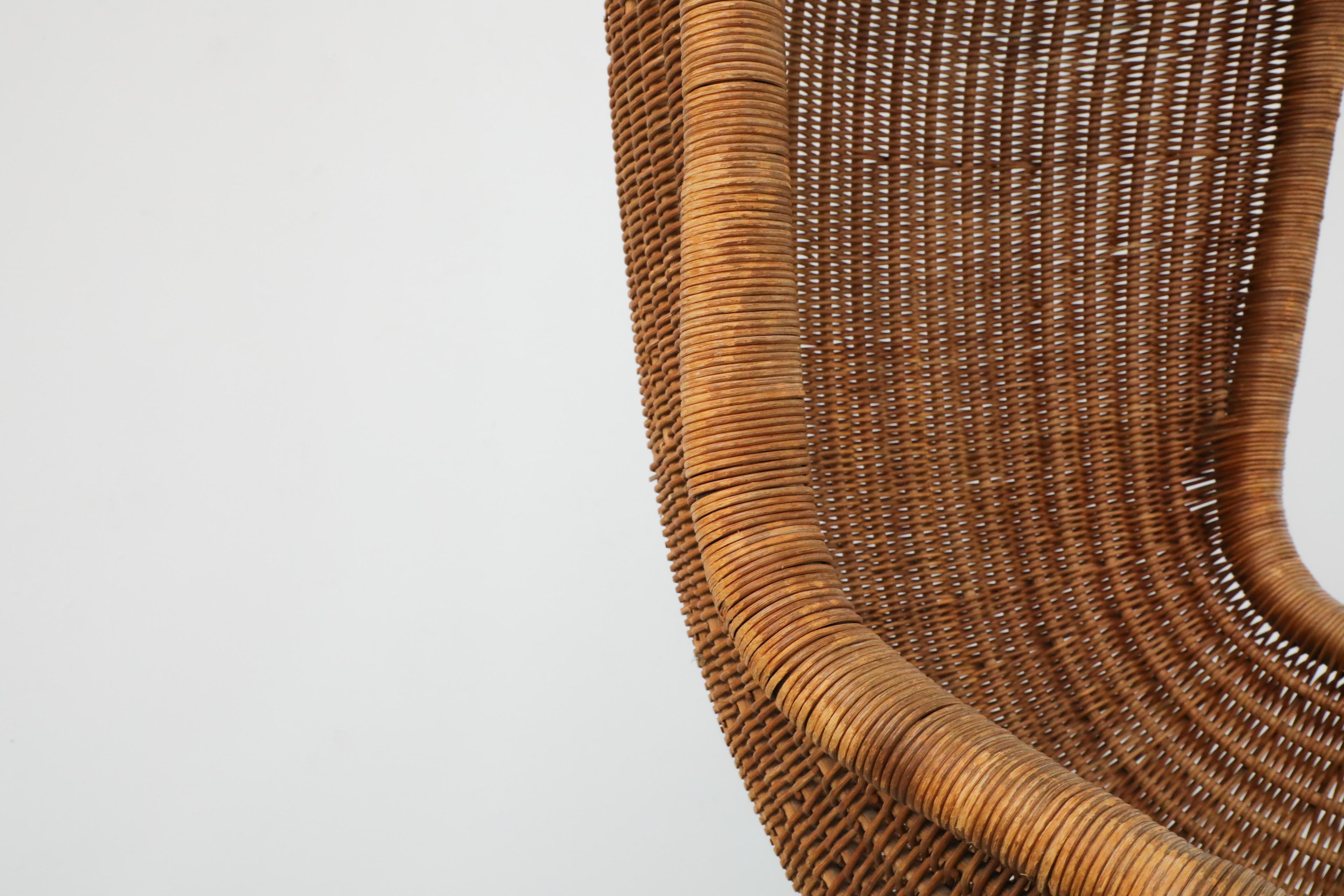 Dutch Mid-Century Sculptural Nanna Ditzel Inspired Hanging Rattan Basket Chair 5