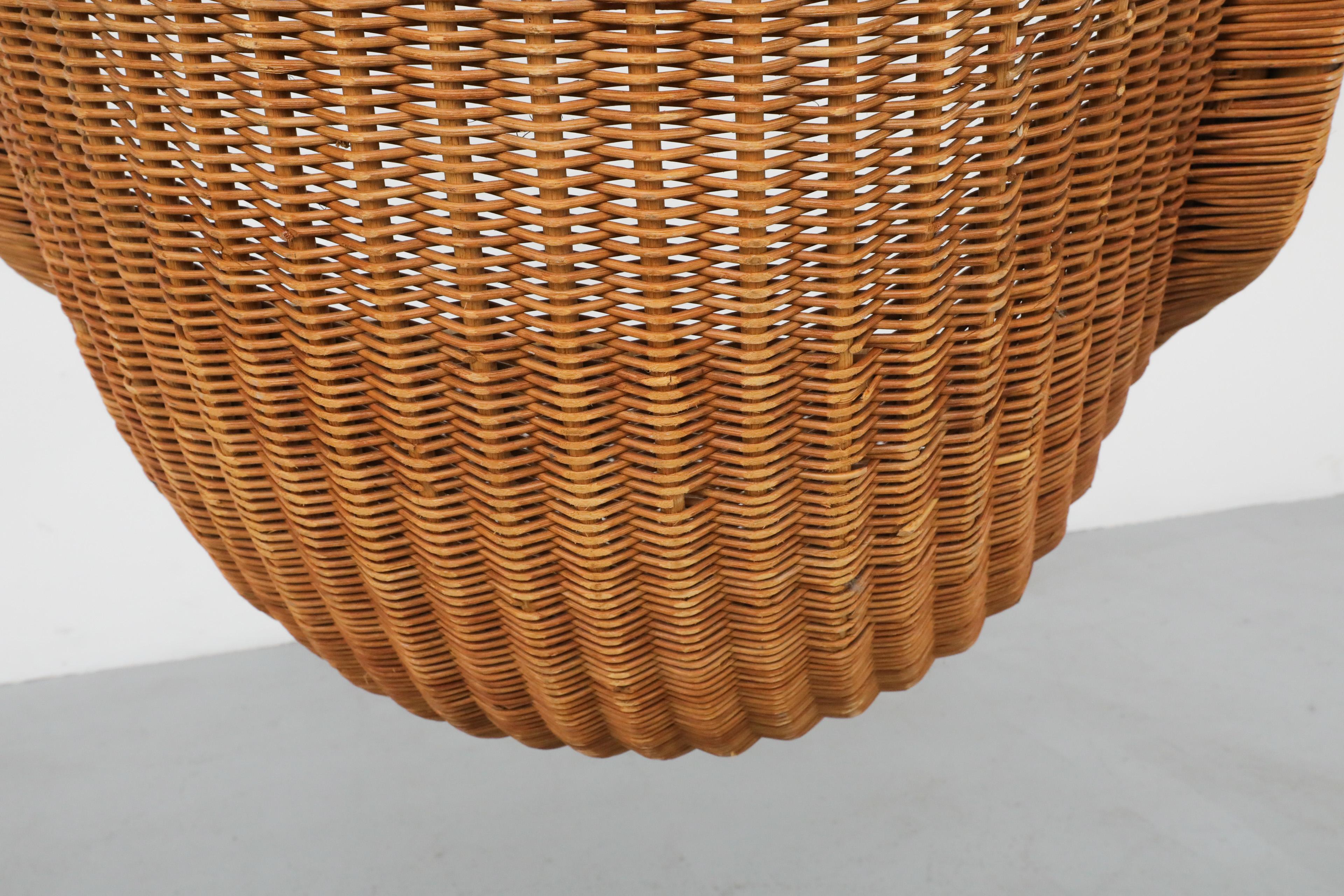 Dutch Mid-Century Sculptural Nanna Ditzel Inspired Hanging Rattan Basket Chair 9