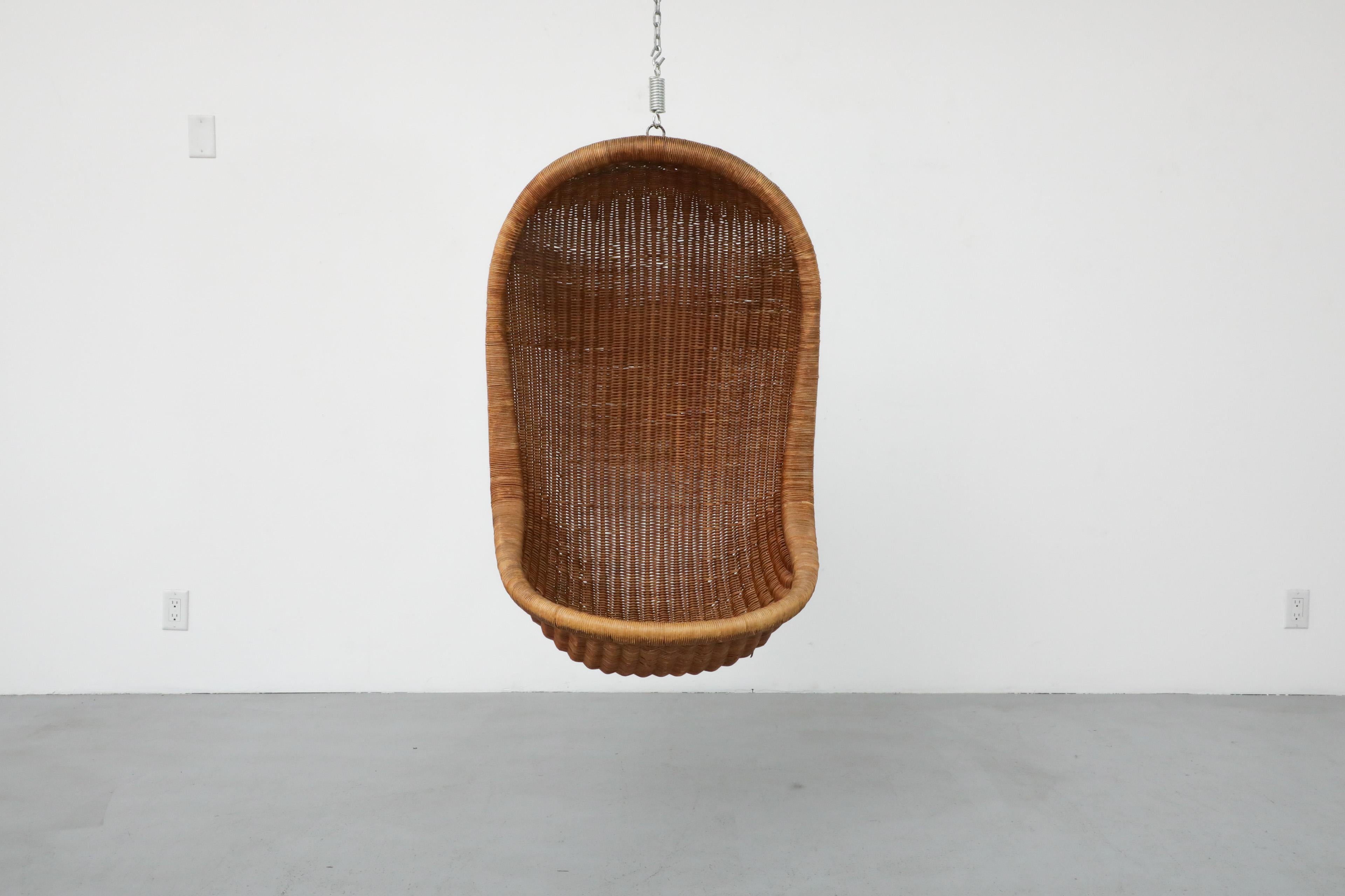 Mid-Century Modern Dutch Mid-Century Sculptural Nanna Ditzel Inspired Hanging Rattan Basket Chair