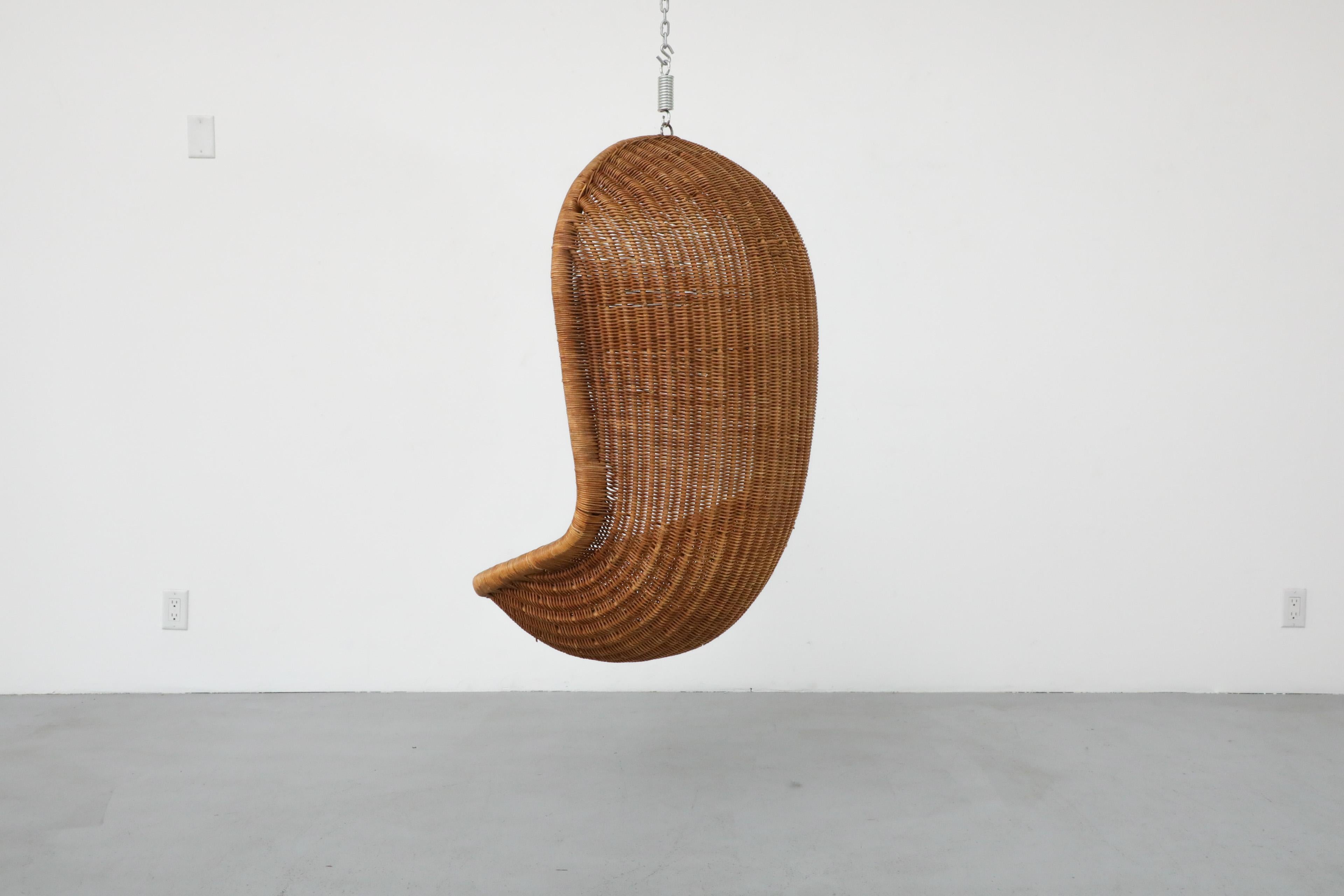 Mid-20th Century Dutch Mid-Century Sculptural Nanna Ditzel Inspired Hanging Rattan Basket Chair