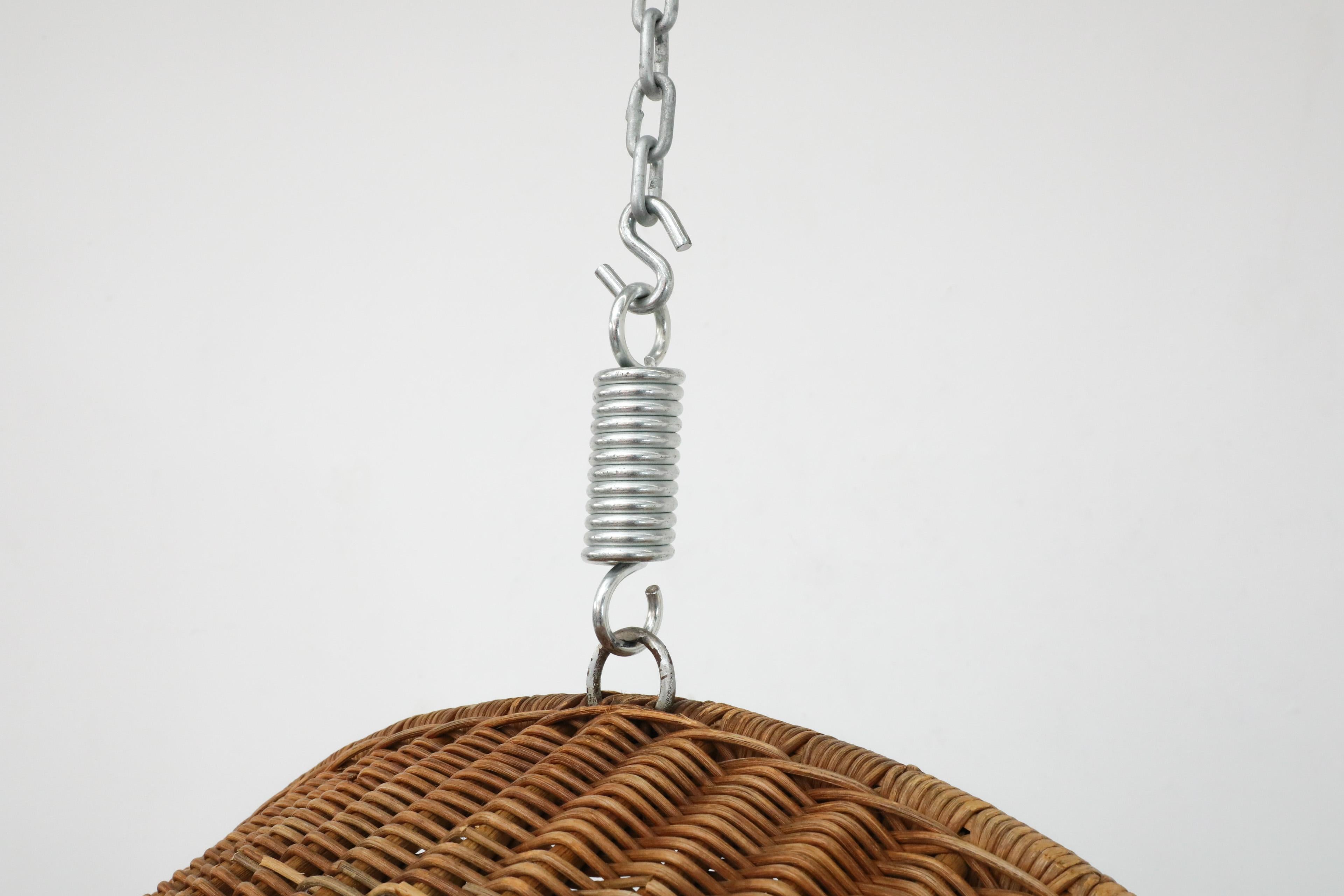 Dutch Mid-Century Sculptural Nanna Ditzel Inspired Hanging Rattan Basket Chair 3