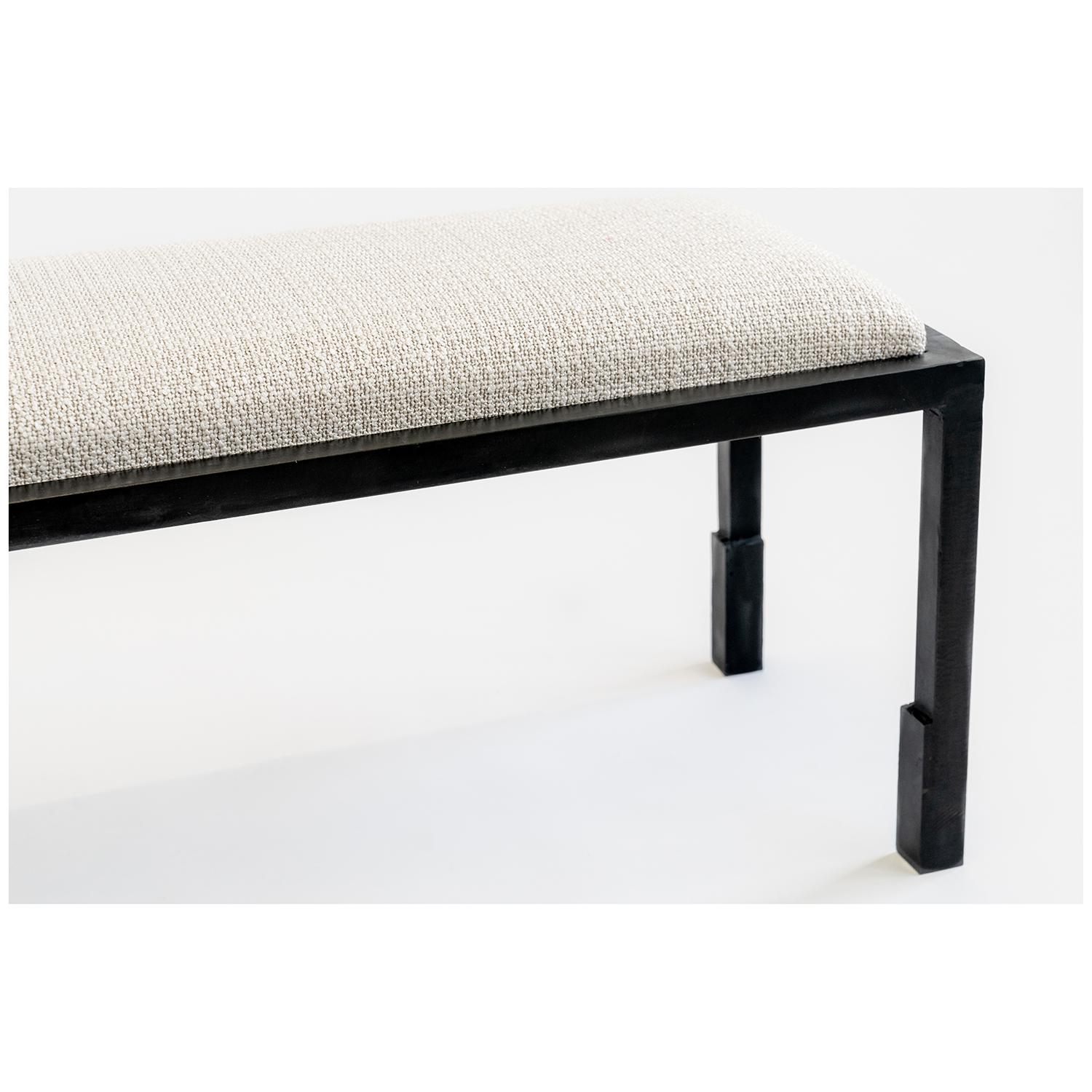 BENCH NO. 1
J.M. Szymanski 
d. 2020

Beautifully designed textiles and blackened steel are combined to bring elegance to the simplicity in this design. 

Pricing based on COM. Custom sizes available.

Our products are fabricated and finished by