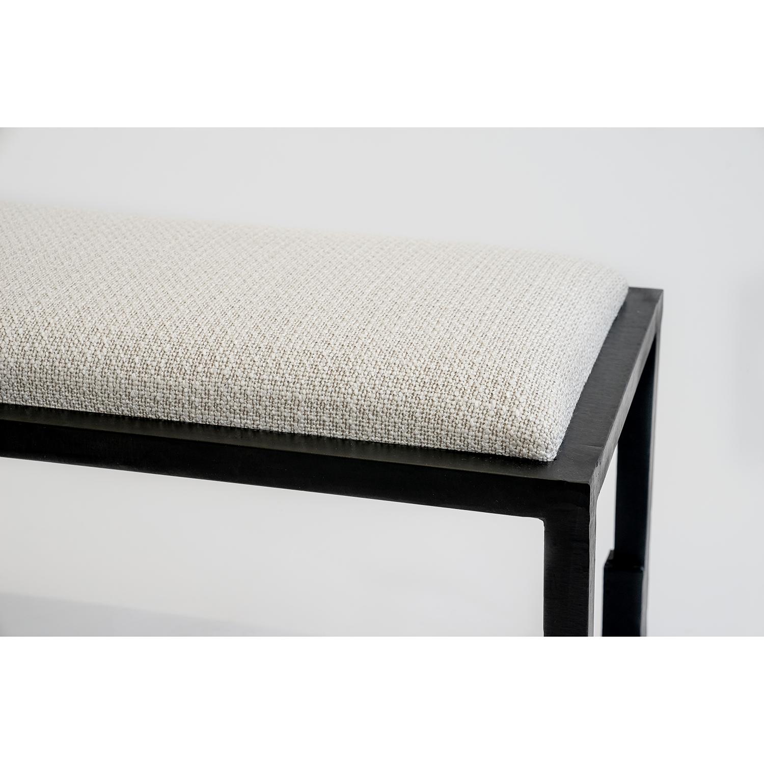 American Bench Sculptural Dynamic Contemporary Modern Woven Hand Carved Blackened Steel For Sale
