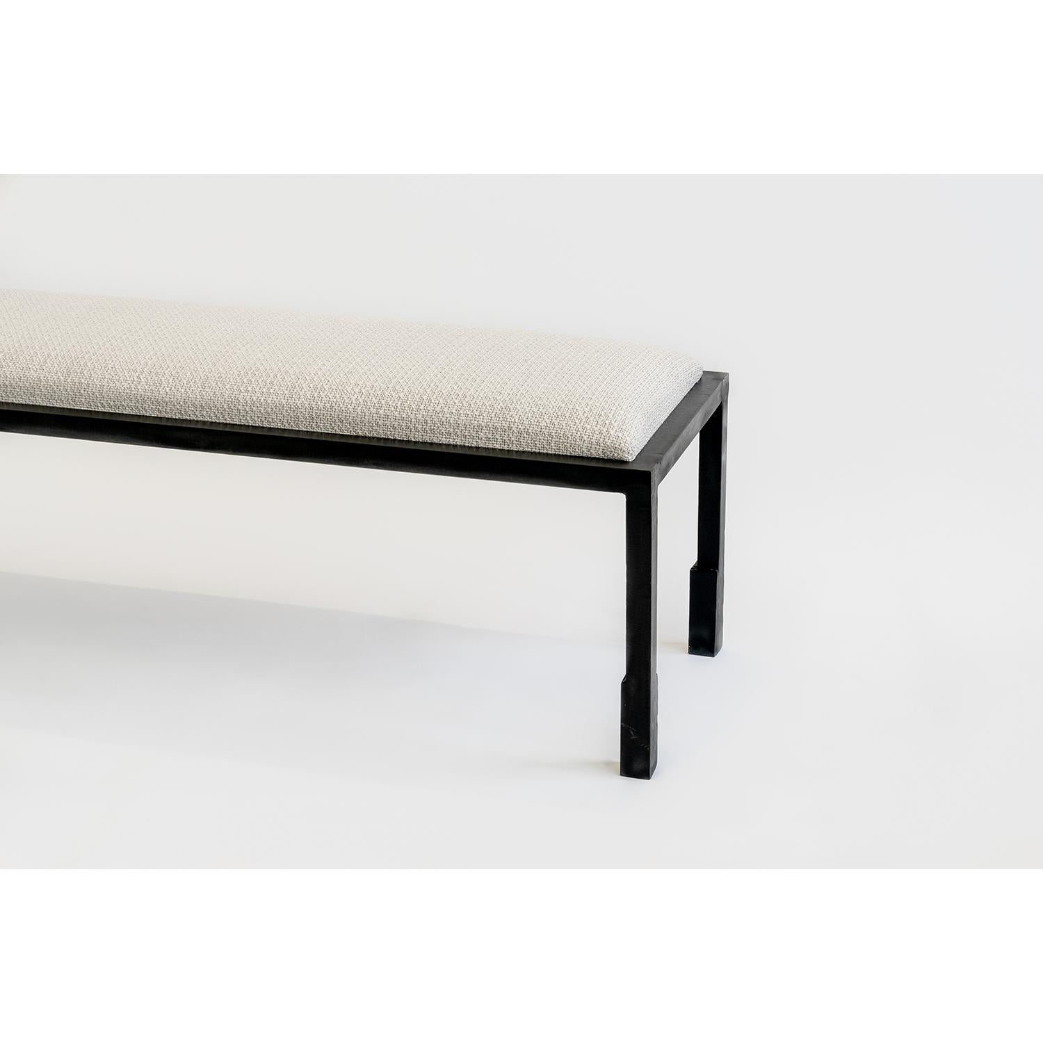 Américain Banc sculptural Dynamic Contemporary Modern Woven en acier noirci sculpté à la main en vente