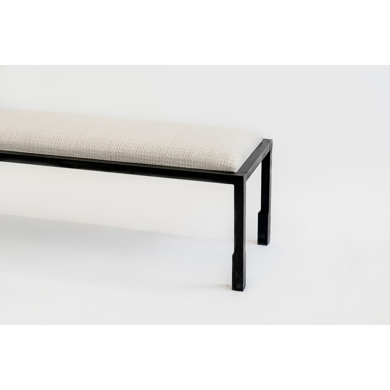 Bench Sculptural Dynamic Contemporary Modern Woven Hand Carved Blackened Steel In New Condition For Sale In Bronx, NY