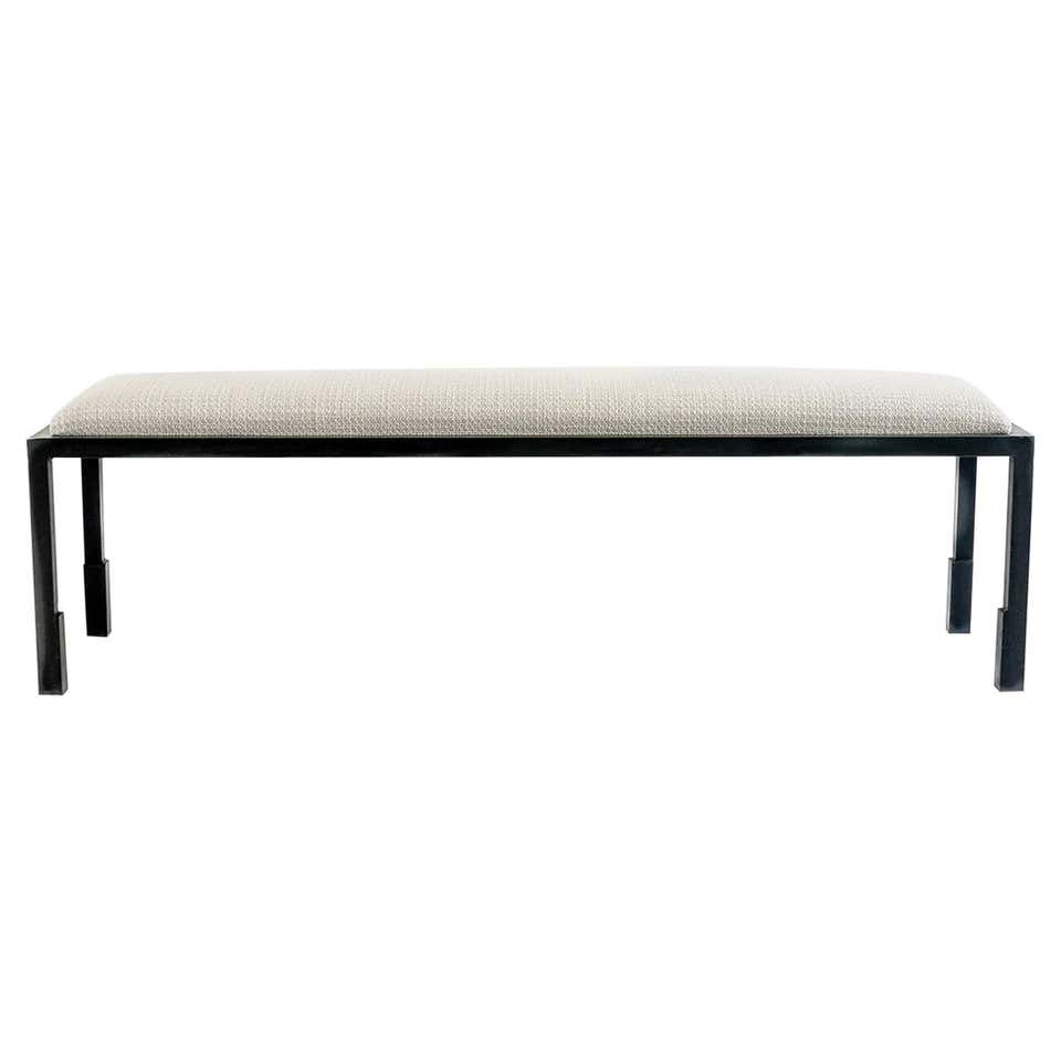 Brentwood Navy Leather and Blackened Steel Extra Large Bench For Sale ...