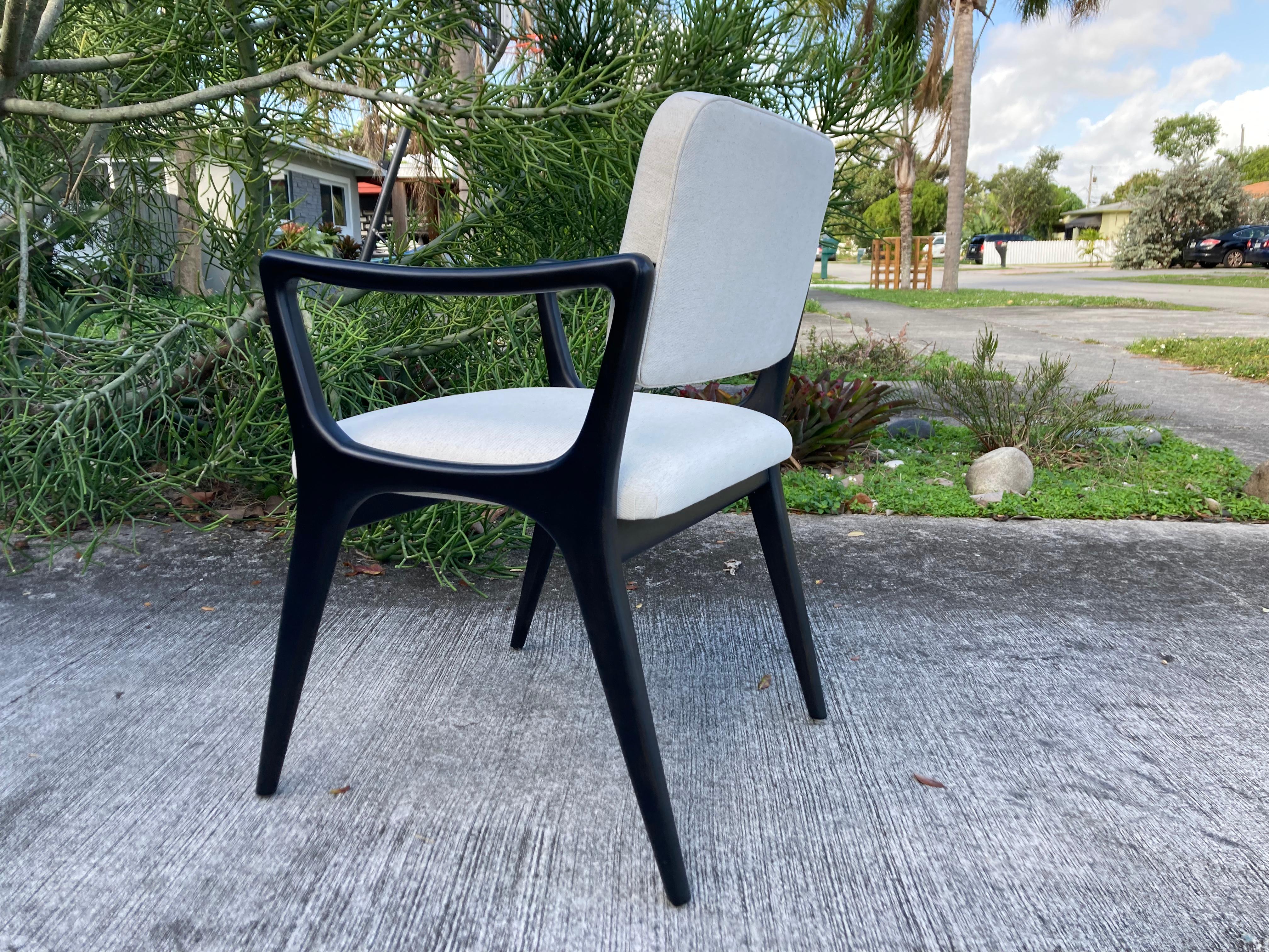 Contemporary Sculptural Ebonized Arm Chair in the Style of Gio Ponti, Desk Chair