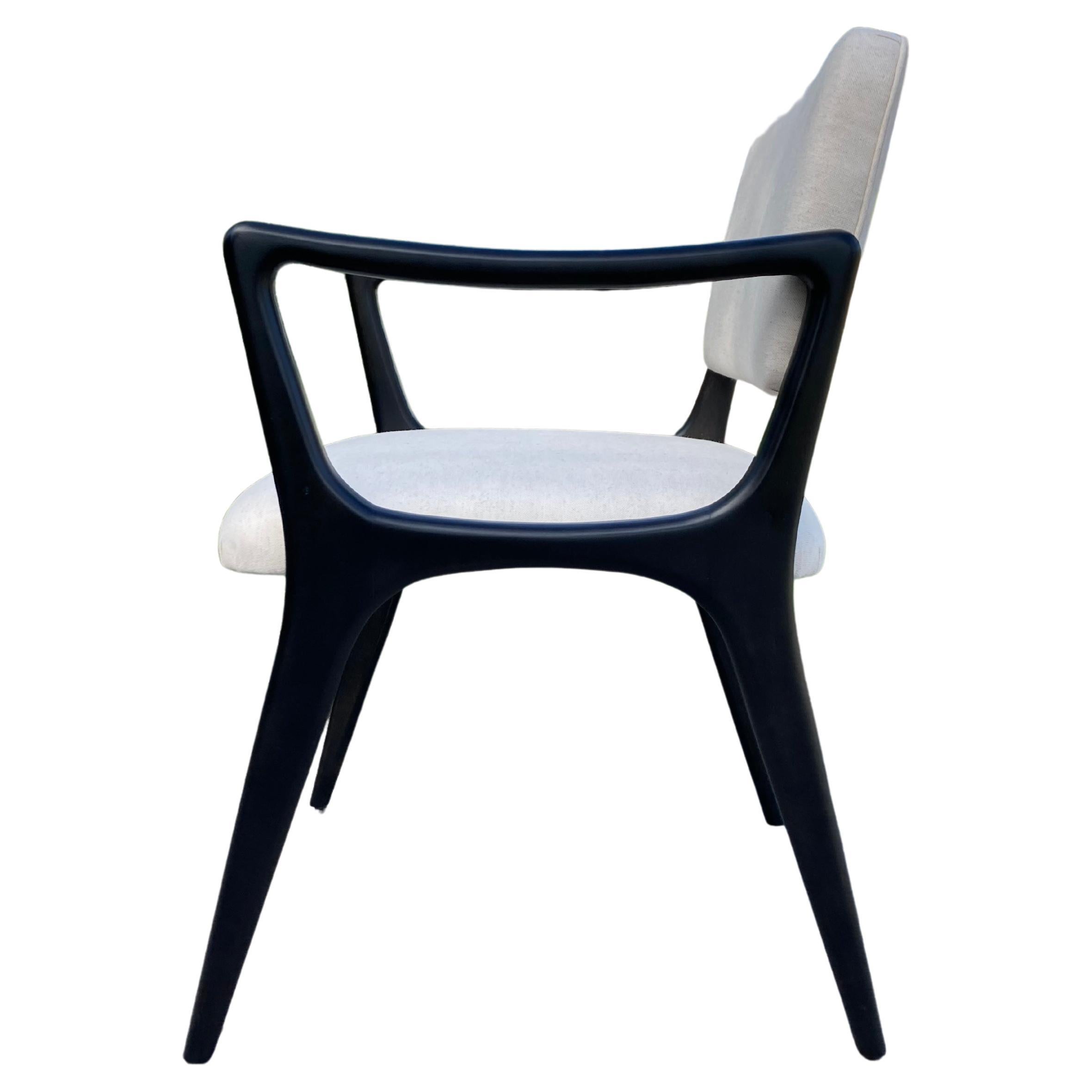 Sculptural Ebonized Arm Chair in the Style of Gio Ponti, Desk Chair