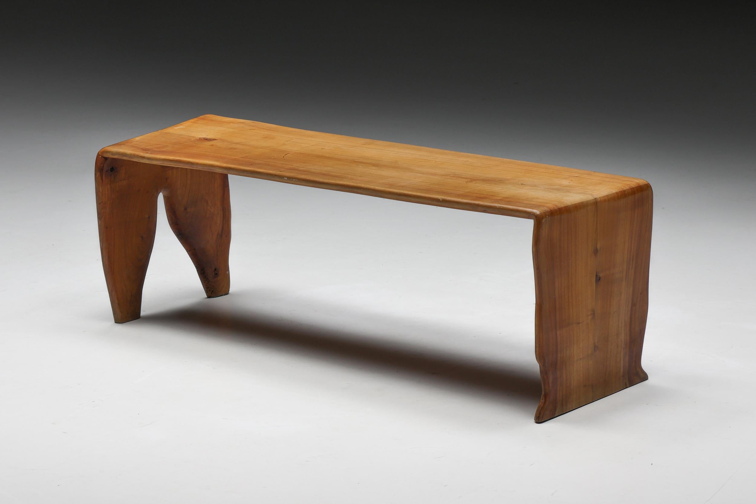 Sculptural; Elmwood; Coffee Table; 1970s; Craftsmanship; Solid Elmwood; Curved Design; Organic; Organically Shaped; Minimal; Minimalistic; 

A sculptural coffee table made of solid elmwood, characterized by its minimal and clean approach that