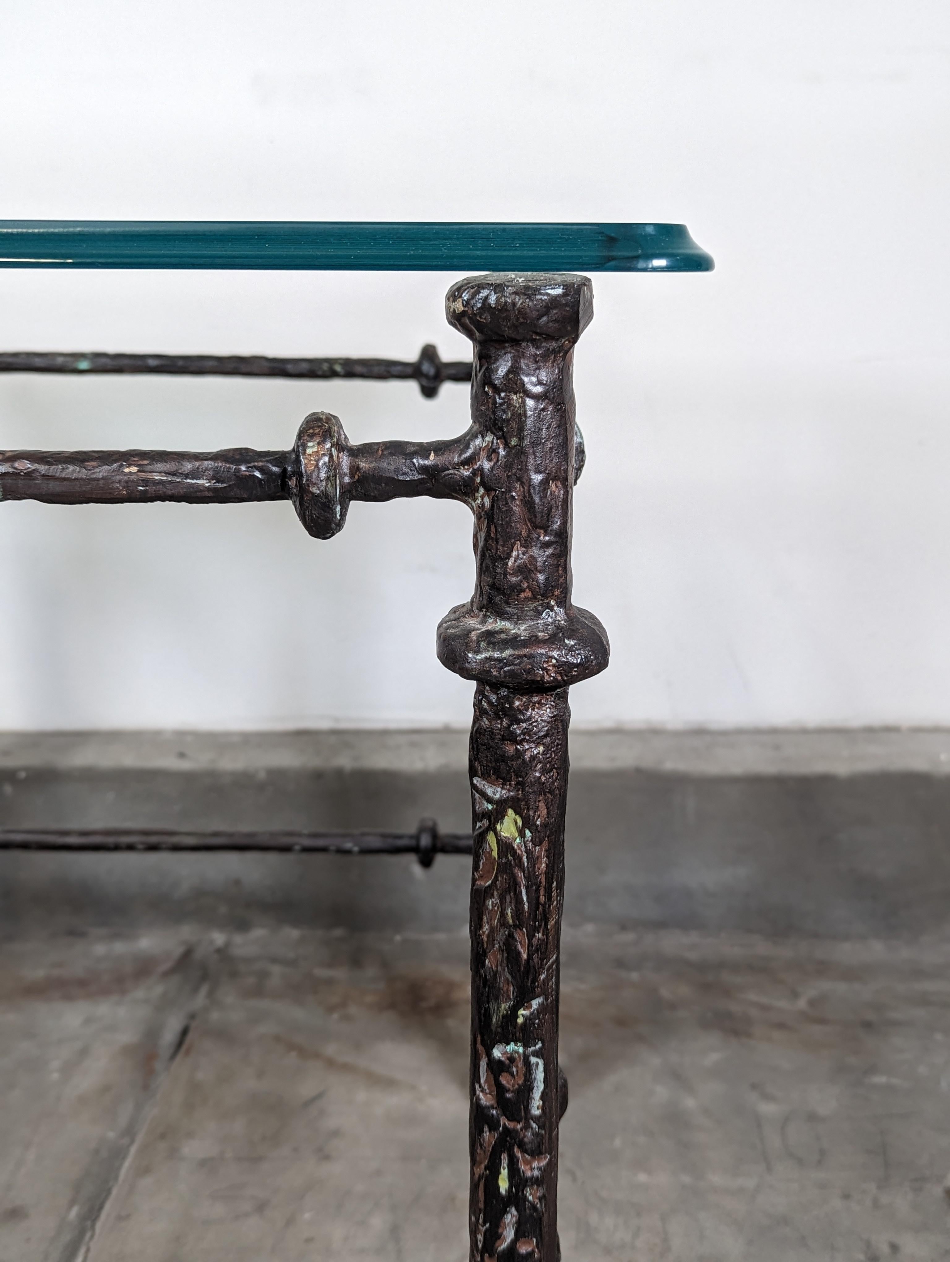 Mid-Century Modern Sculptural End Table, Bronze Finish, in the Manner of Diego Giacometti, c1970s  For Sale
