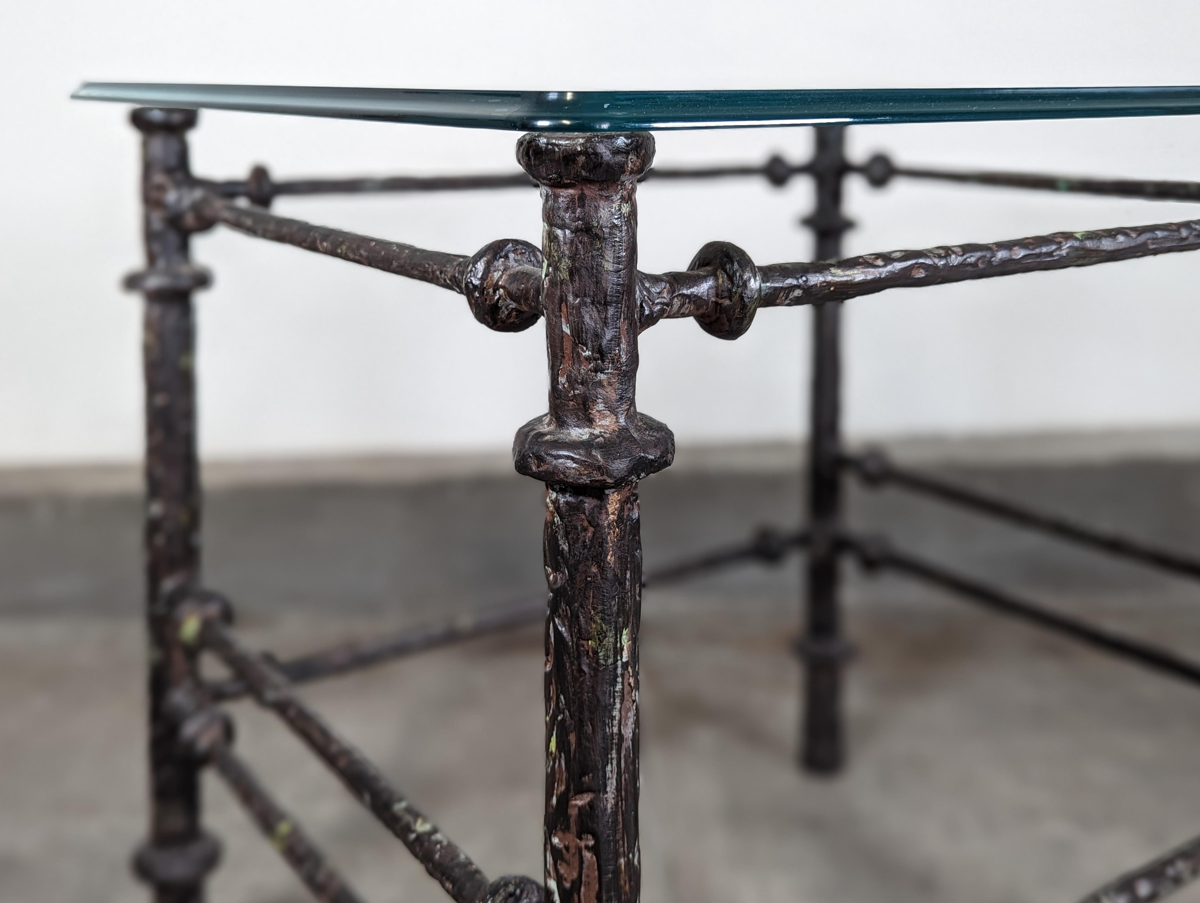 American Sculptural End Table, Bronze Finish, in the Manner of Diego Giacometti, c1970s  For Sale