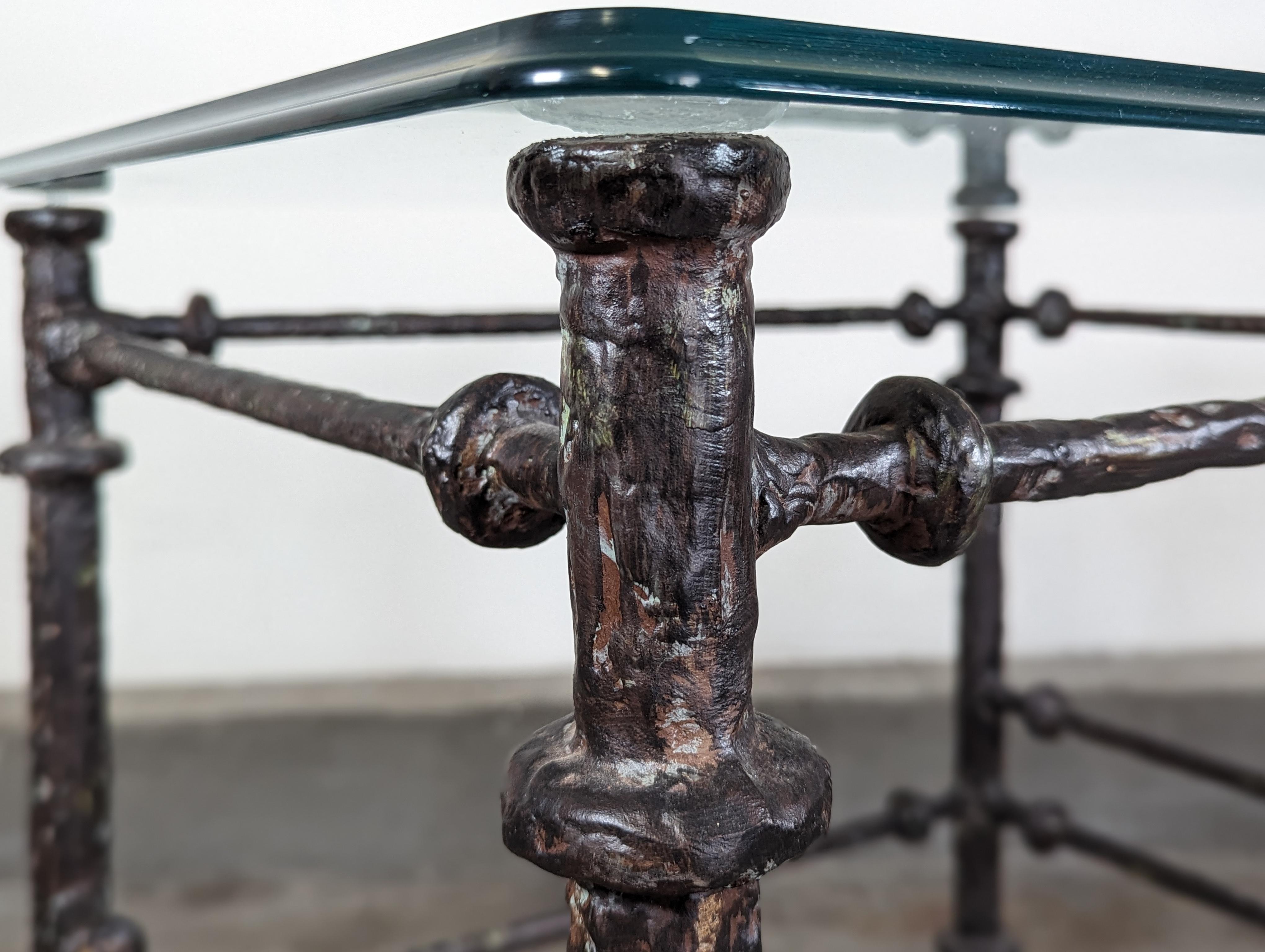 Patinated Sculptural End Table, Bronze Finish, in the Manner of Diego Giacometti, c1970s  For Sale