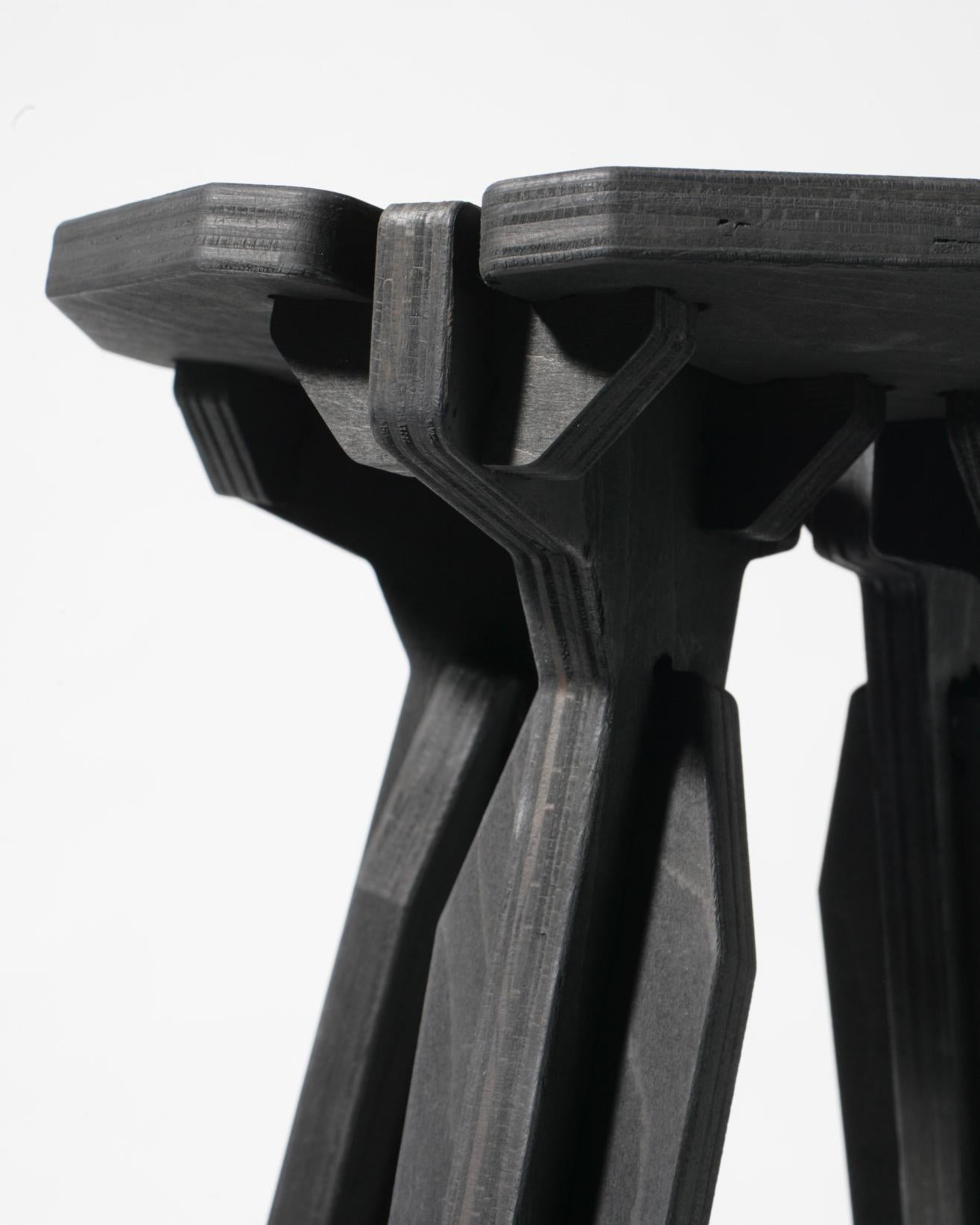 Machine-Made Sculptural engineered  complex 'Stack' bar stool /charcoal black/ For Sale