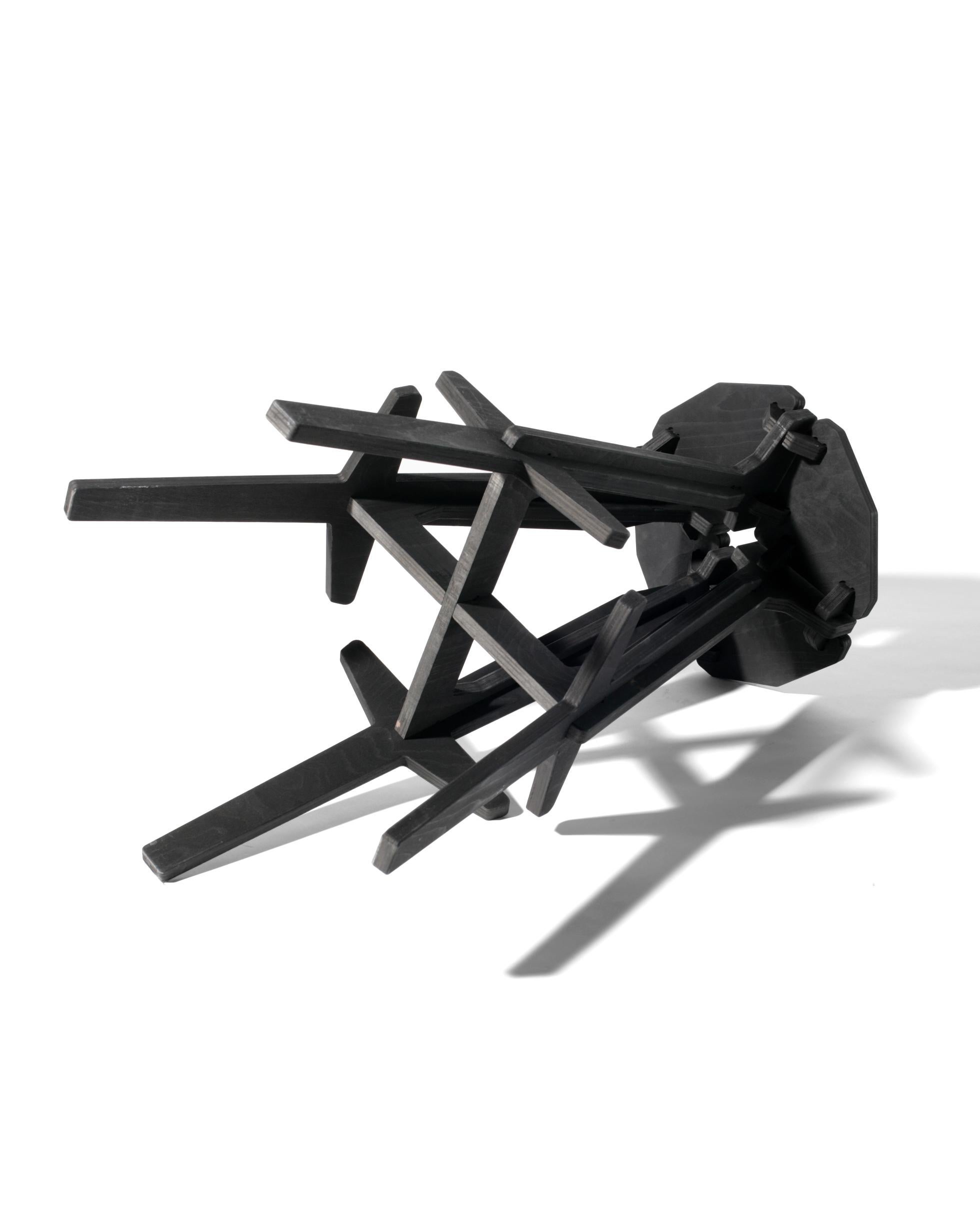 Contemporary Sculptural engineered  complex 'Stack' bar stool /charcoal black/ For Sale