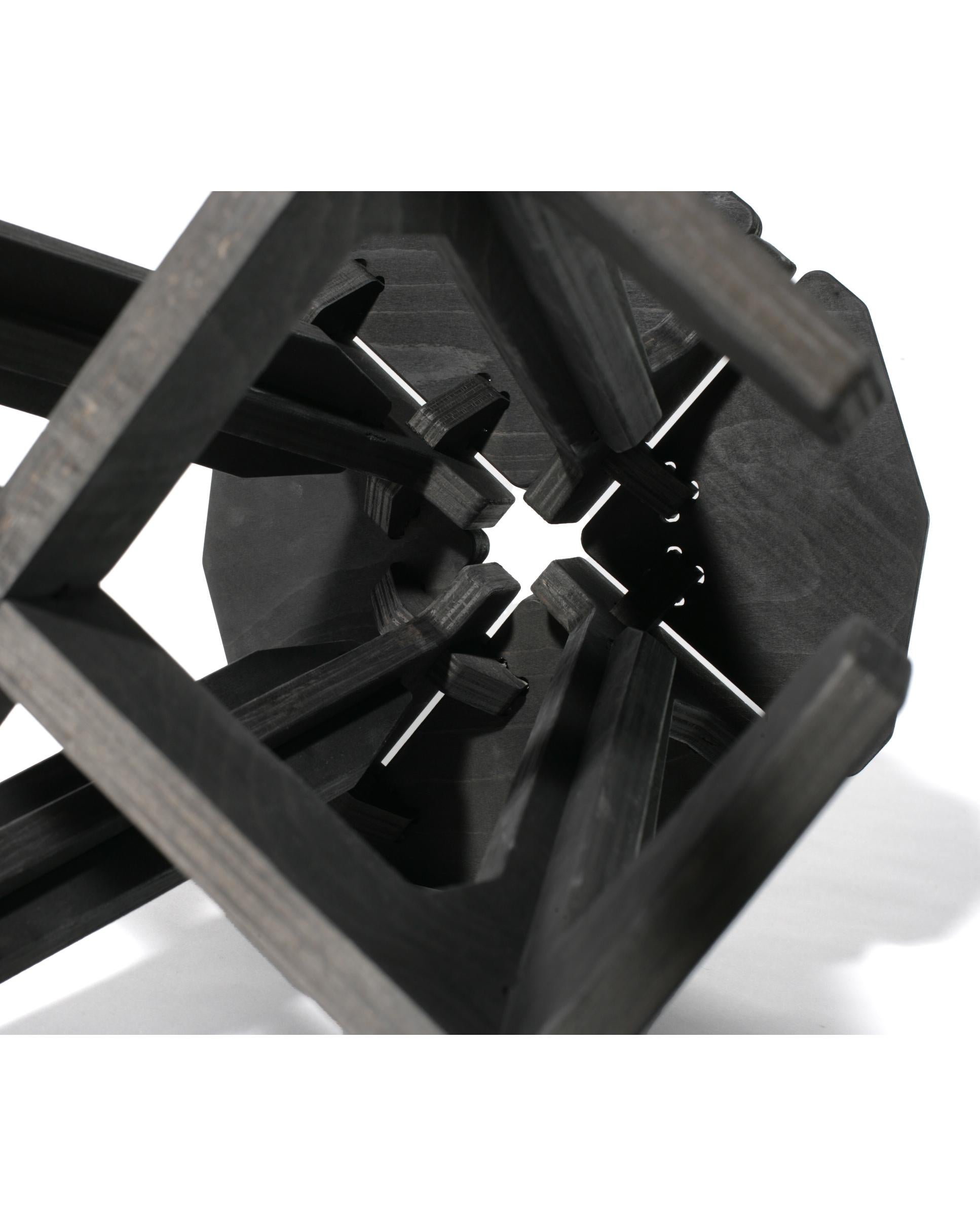 Birch Sculptural engineered  complex 'Stack' bar stool /charcoal black/ For Sale