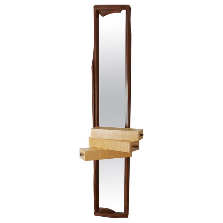 Sculptural Entryway Mirror with Three Dynamic Drawers by Nico Yektai For Sale