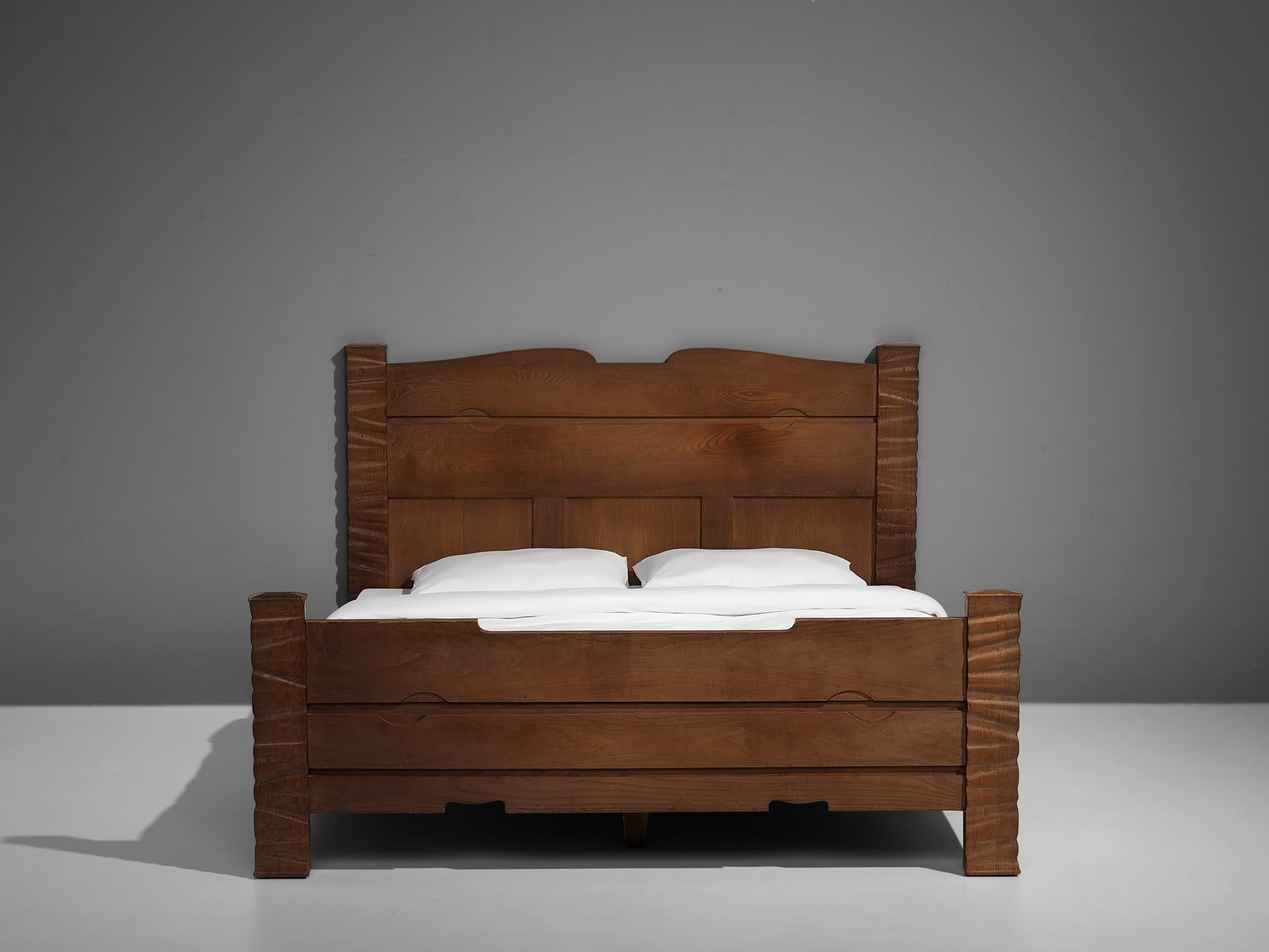 Sculptural Ernesto Valabrega Kingsize Bed in Oak 3