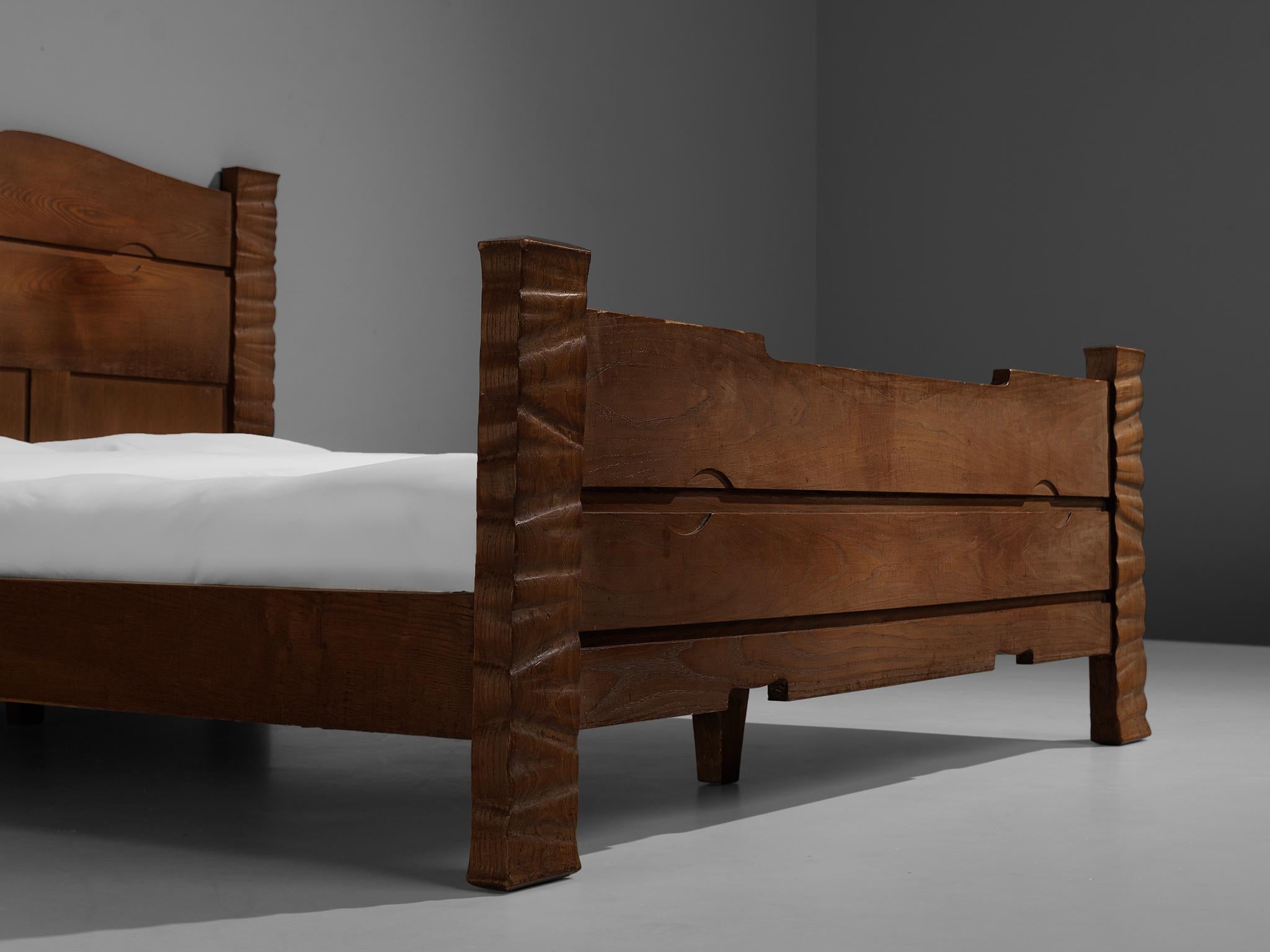 Sculptural Ernesto Valabrega Kingsize Bed in Oak 6