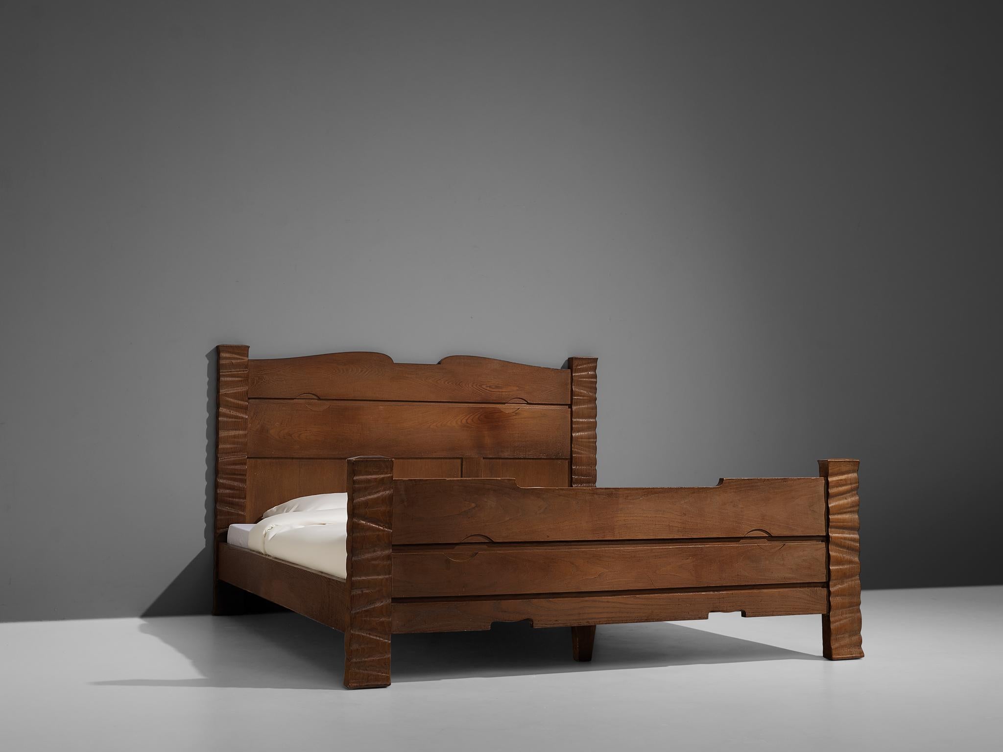 Sculptural Ernesto Valabrega Kingsize Bed in Oak 1