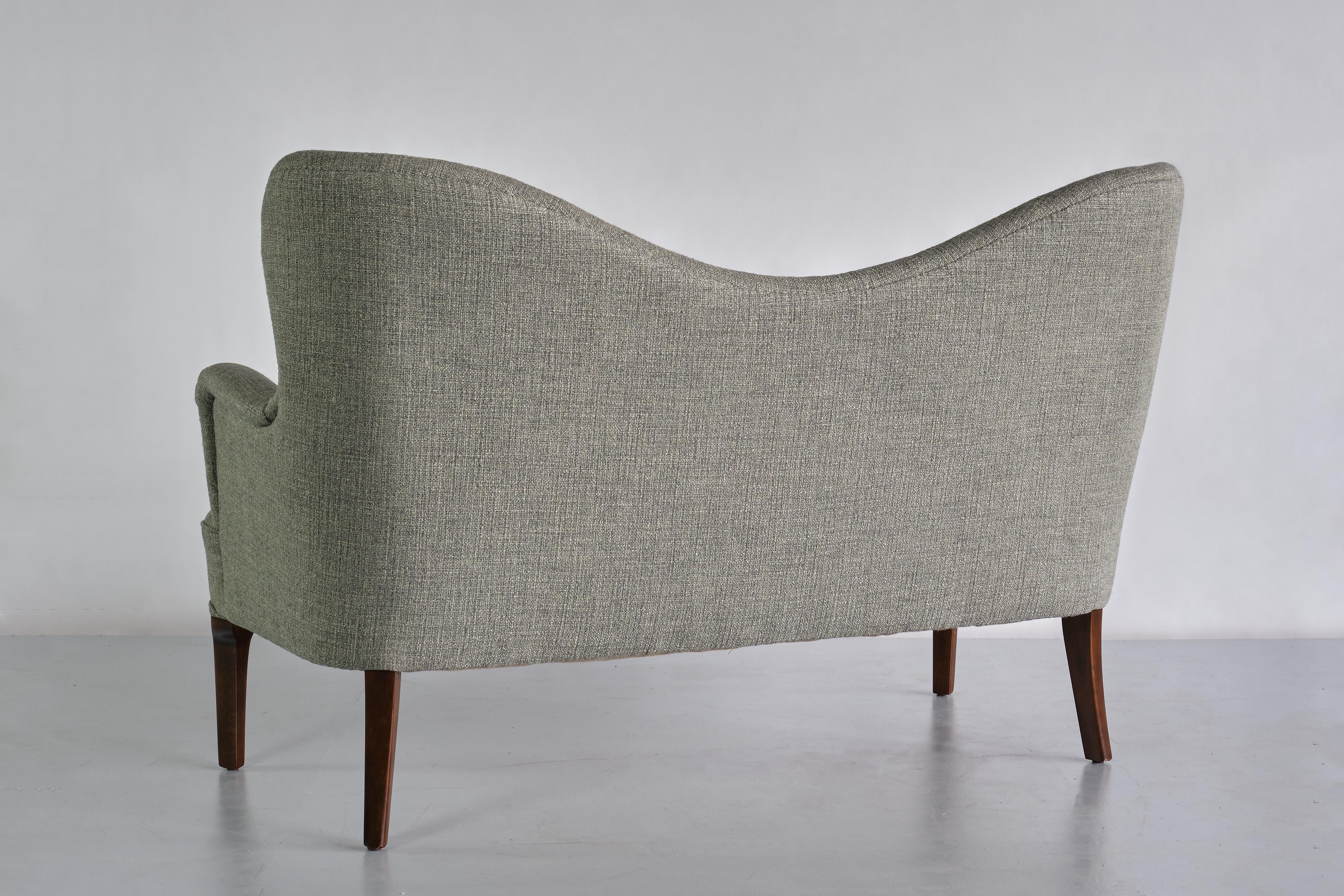 Fabric Sculptural Ernst Kühn Sofa with Wing Shaped Back, Normina A/S, Denmark, 1930s For Sale