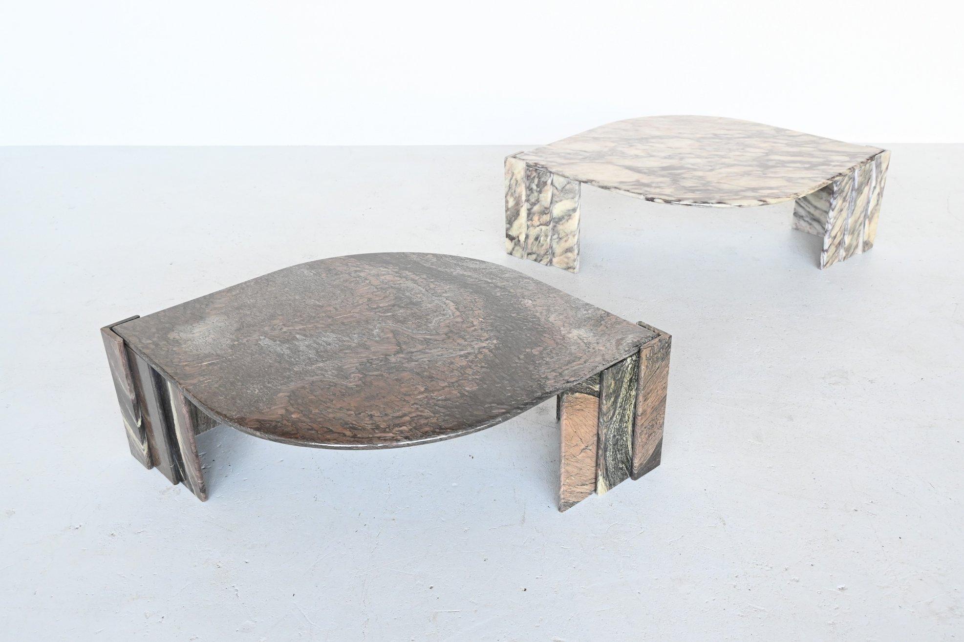Sculptural Eye Shaped Light Marble Coffee Table, Italy, 1970 8
