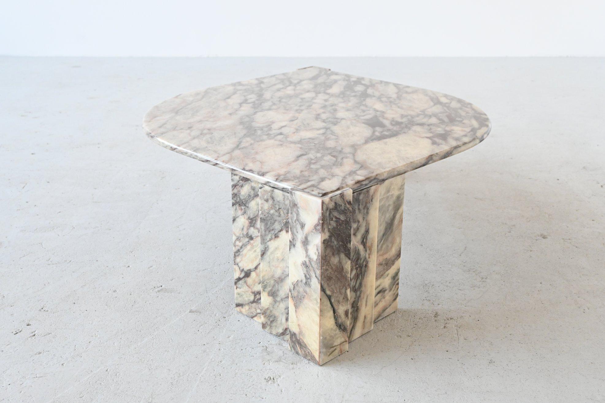 Mid-Century Modern Sculptural Eye Shaped Light Marble Coffee Table, Italy, 1970